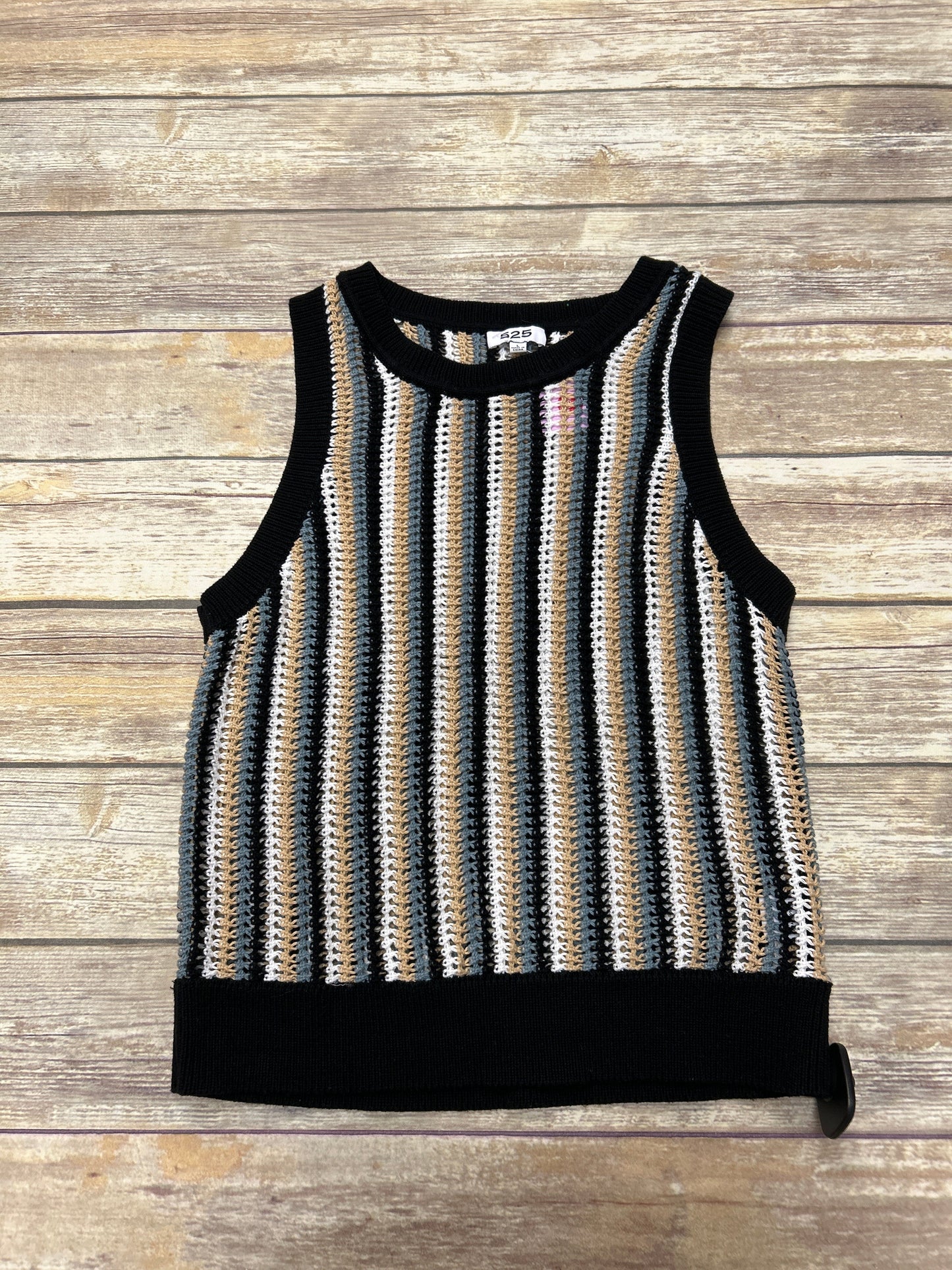 Striped Pattern Vest Sweater 525, Size L