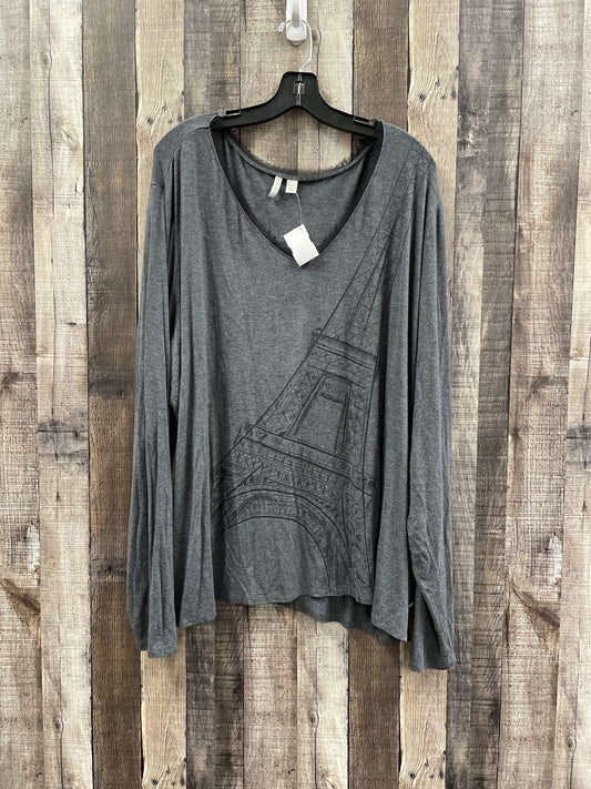 Top Long Sleeve By Cato In Grey, Size: 4x