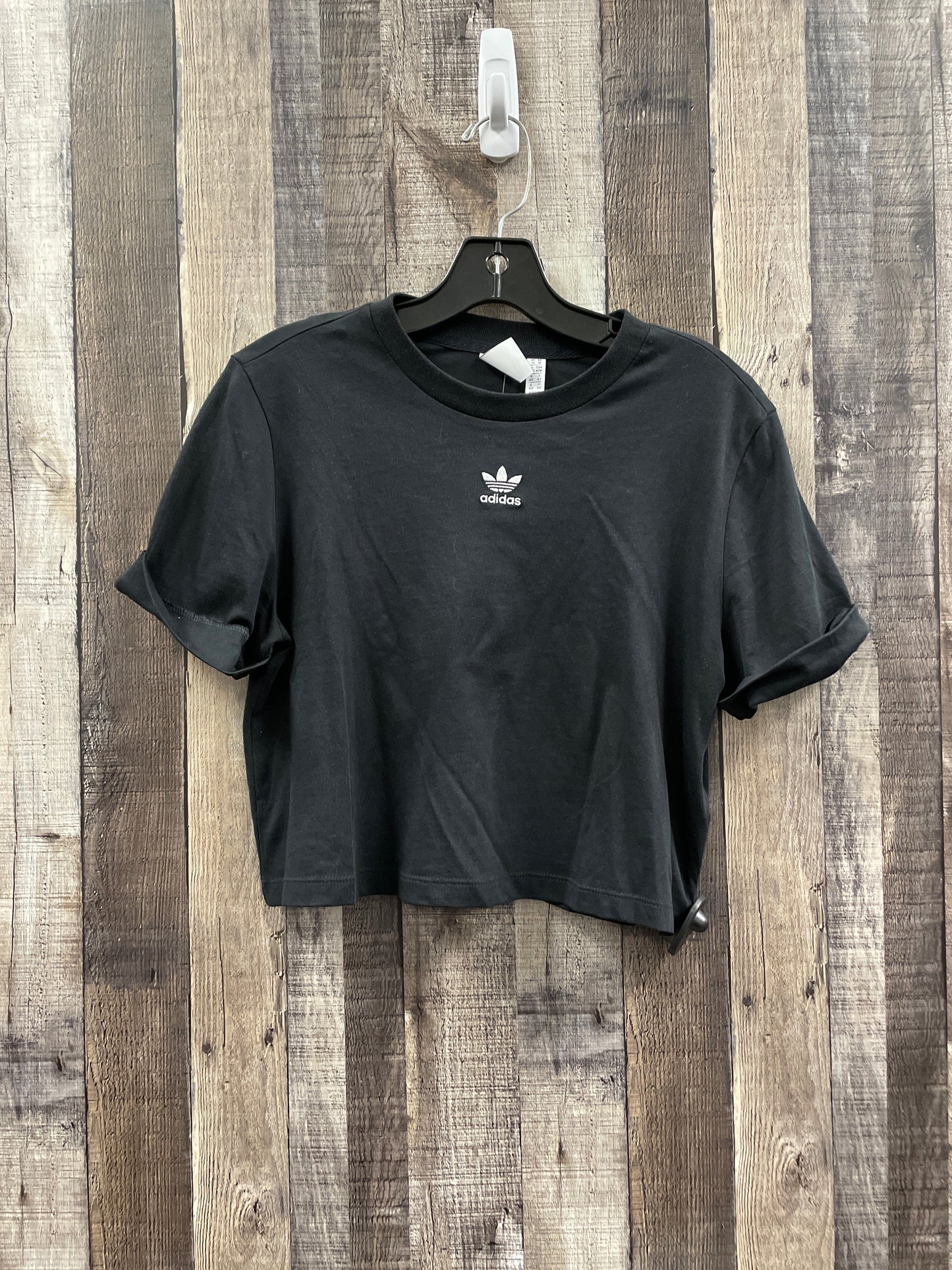 Black Athletic Top Short Sleeve Adidas, Size M