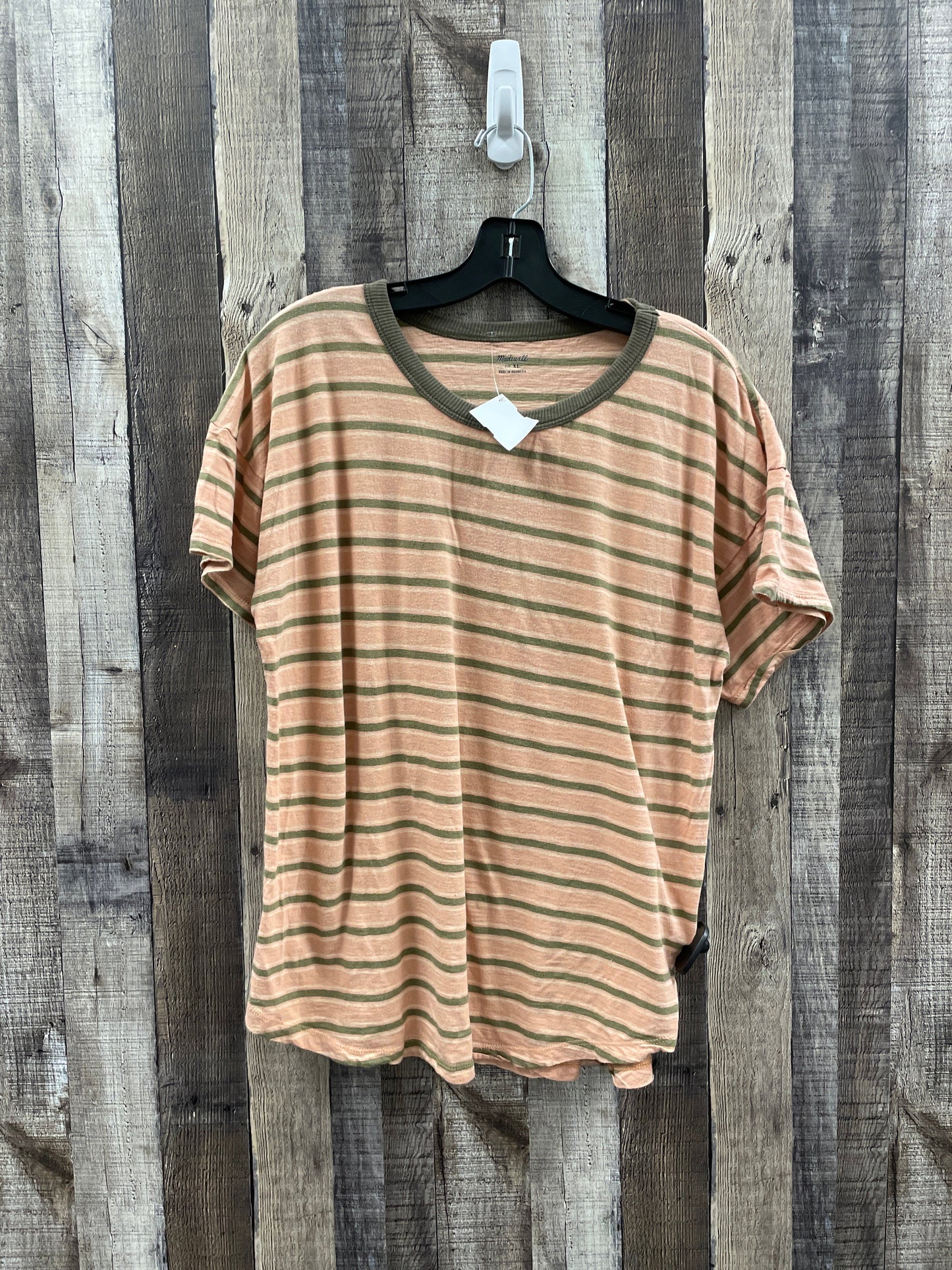 Top Short Sleeve By Madewell In Striped Pattern, Size: Xl