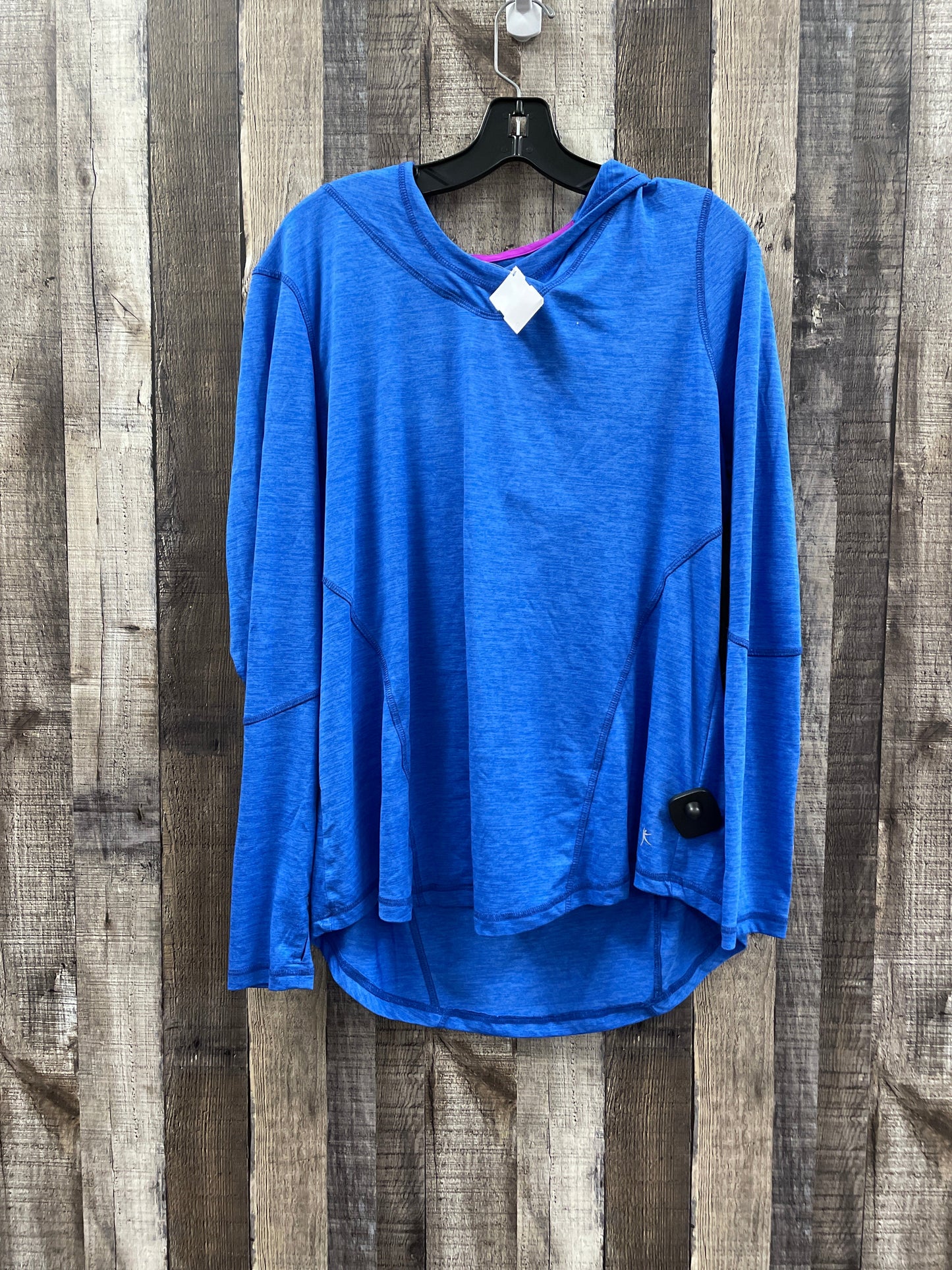 Blue Athletic Top Long Sleeve Collar Danskin Now, Size 1x