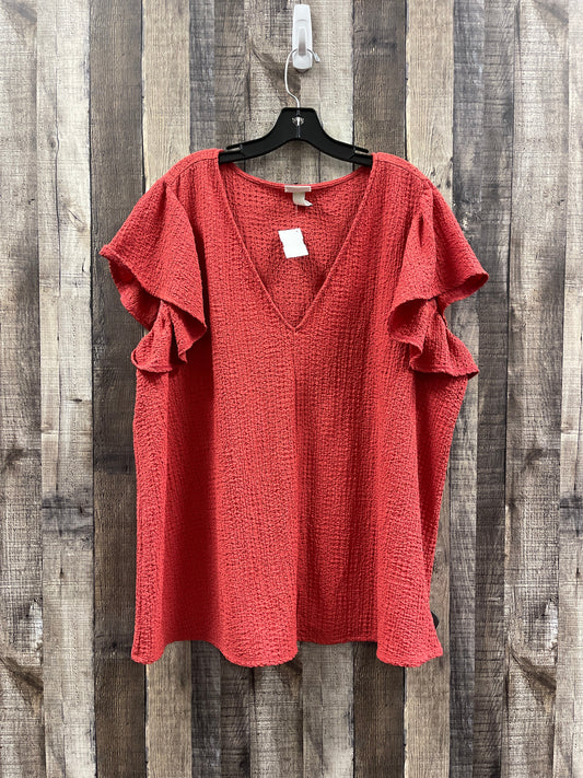 Top Short Sleeve By Ava & Viv In Red, Size: 3x