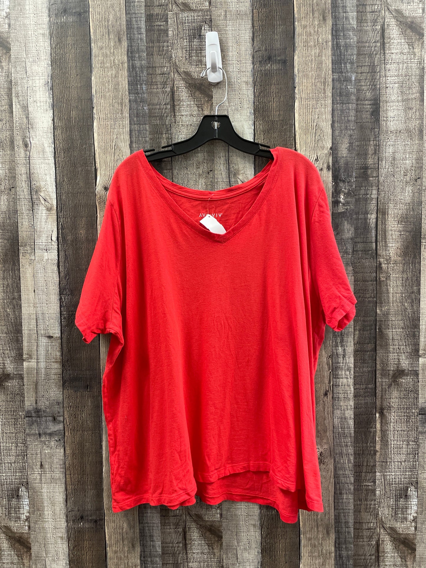 Top Short Sleeve Basic By Ava & Viv In Red, Size: 2x