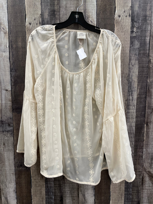 Blouse Long Sleeve By Knox Rose In Beige, Size: L