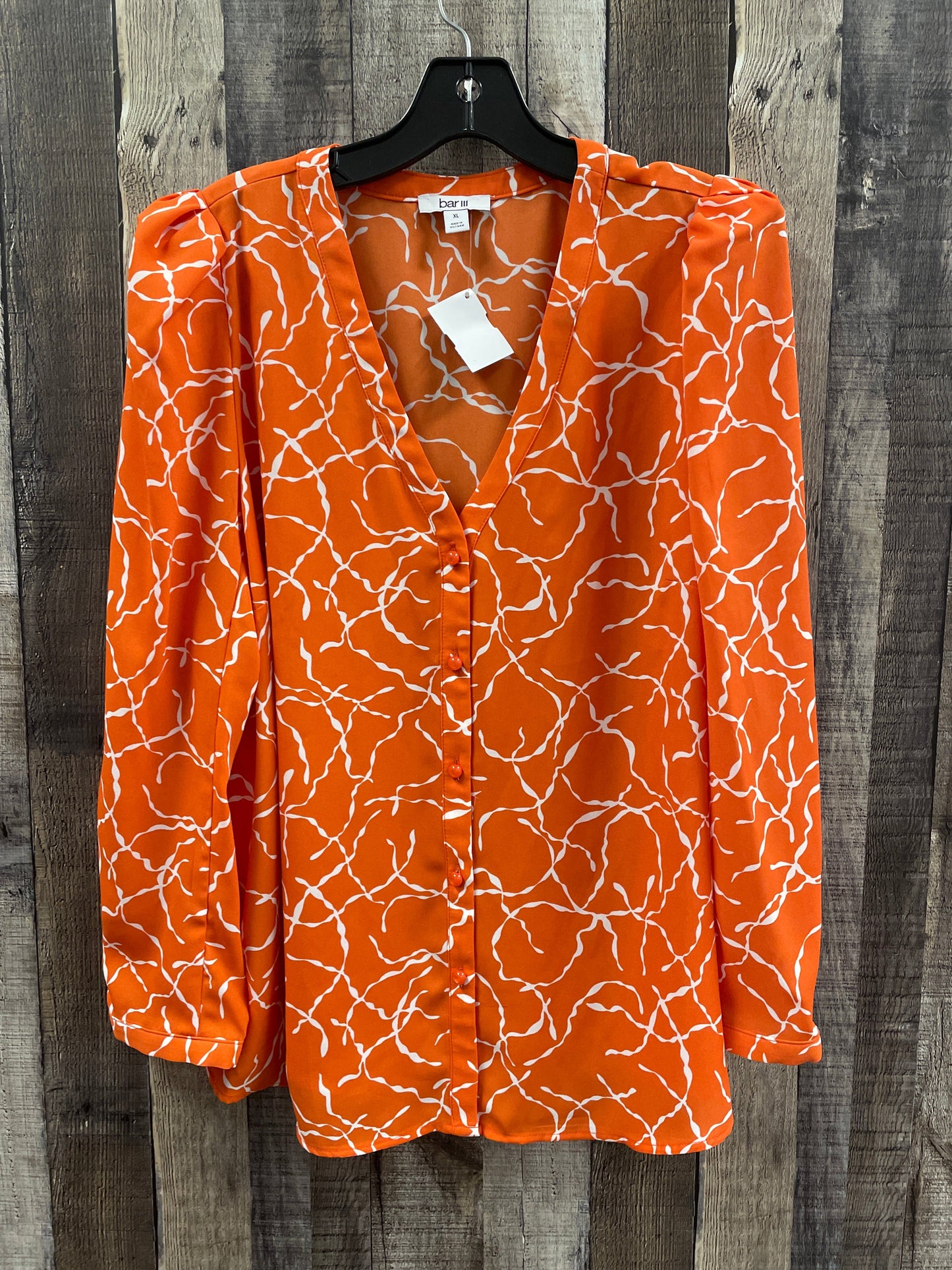 Top Long Sleeve By Bar Iii In Orange, Size: Xl