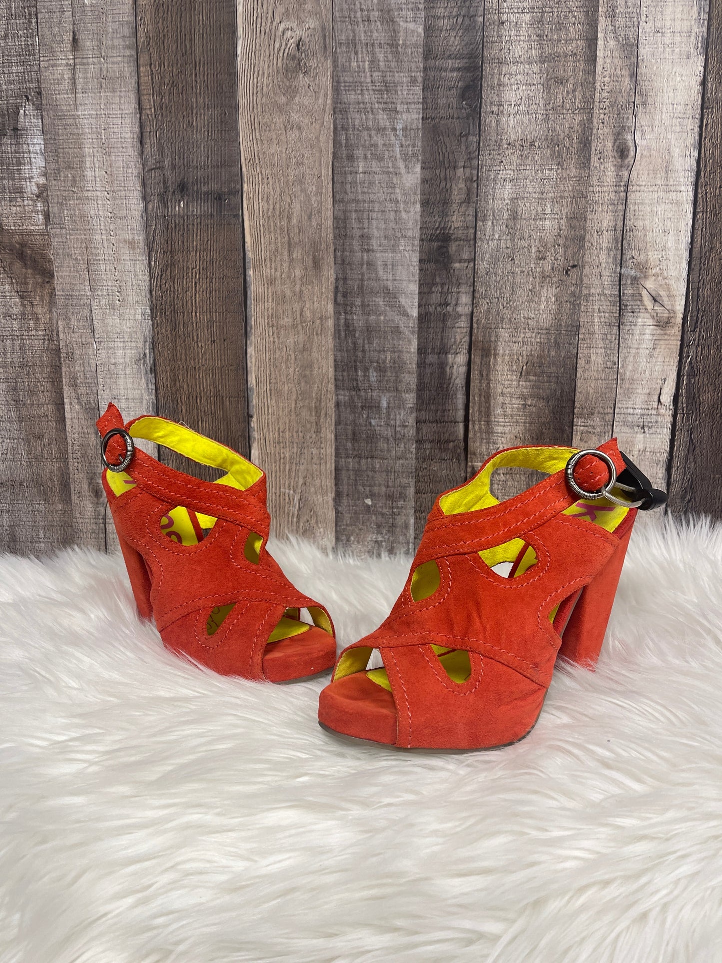 Sandals Heels Block By Kensie In Orange, Size: 7.5