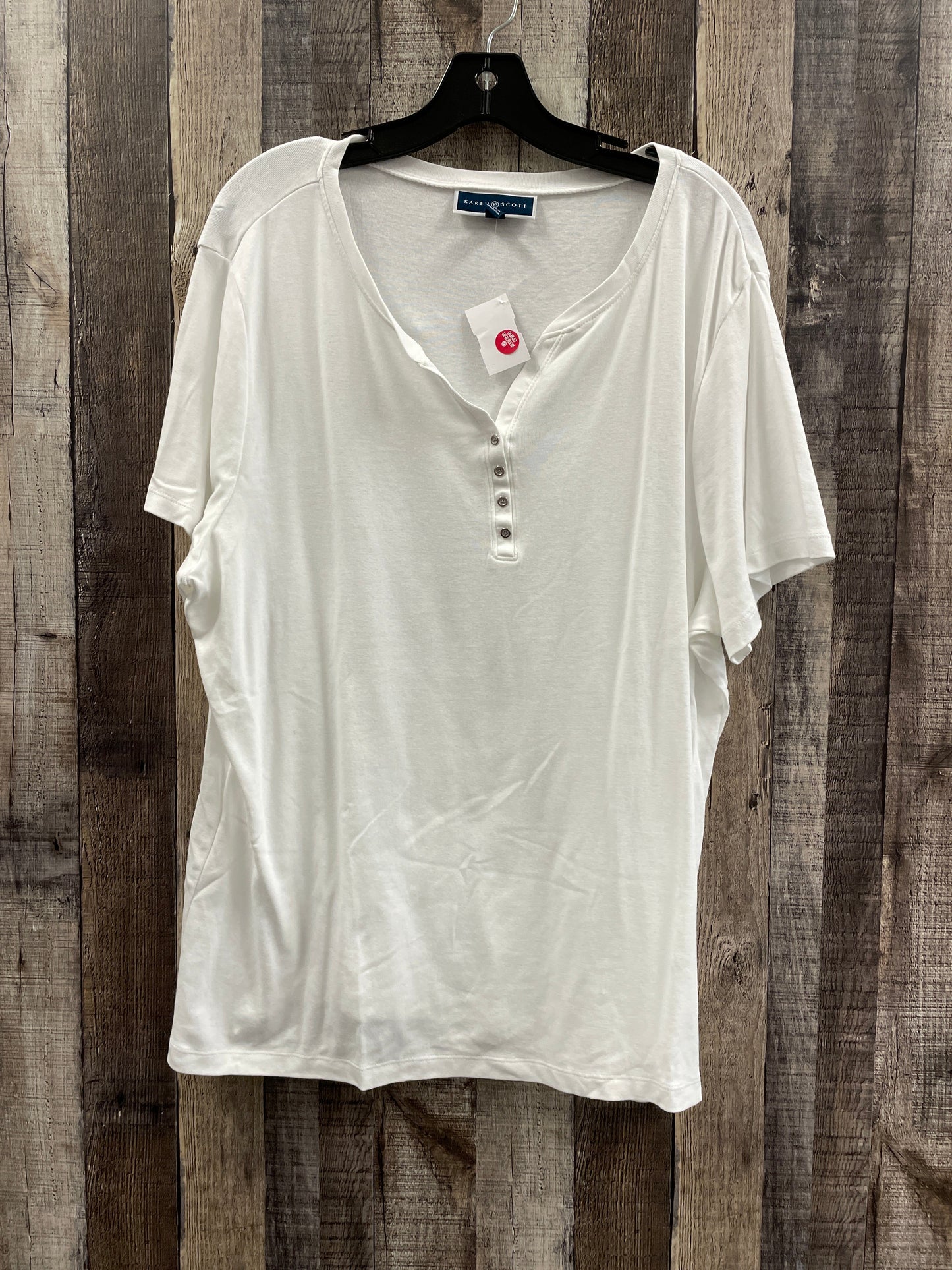 Top Short Sleeve By Karen Scott In White, Size: 2x