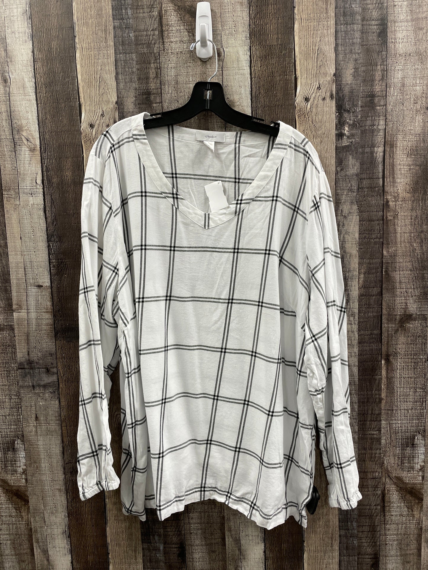 Top Long Sleeve By Cj Banks In Plaid Pattern, Size: 3x