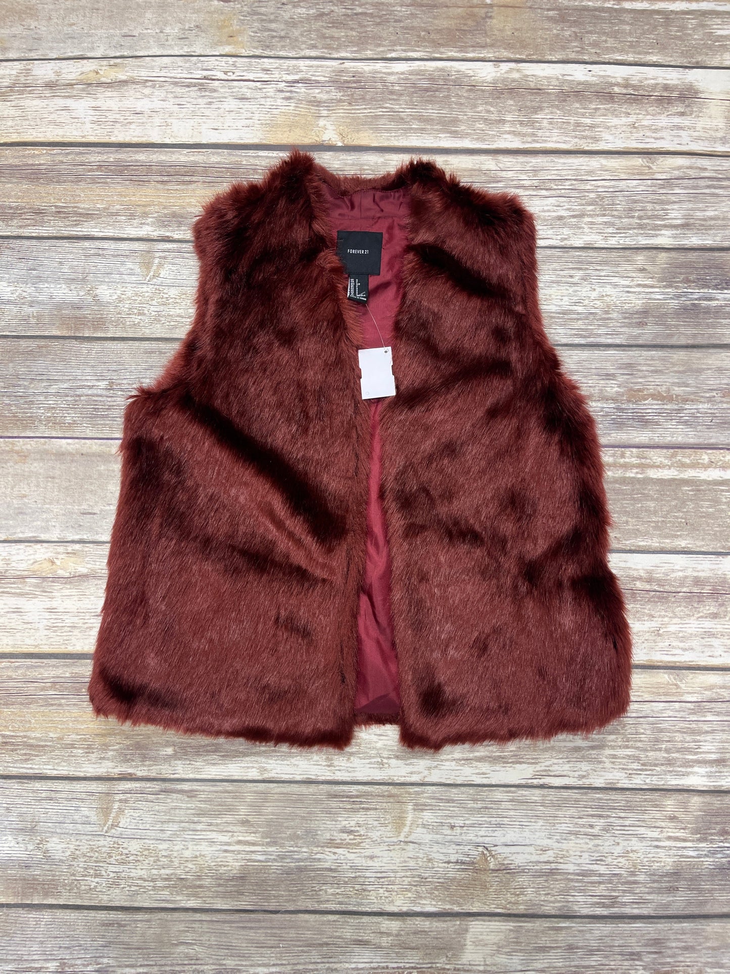 Vest Faux Fur & Sherpa By Forever 21 In Red, Size: S