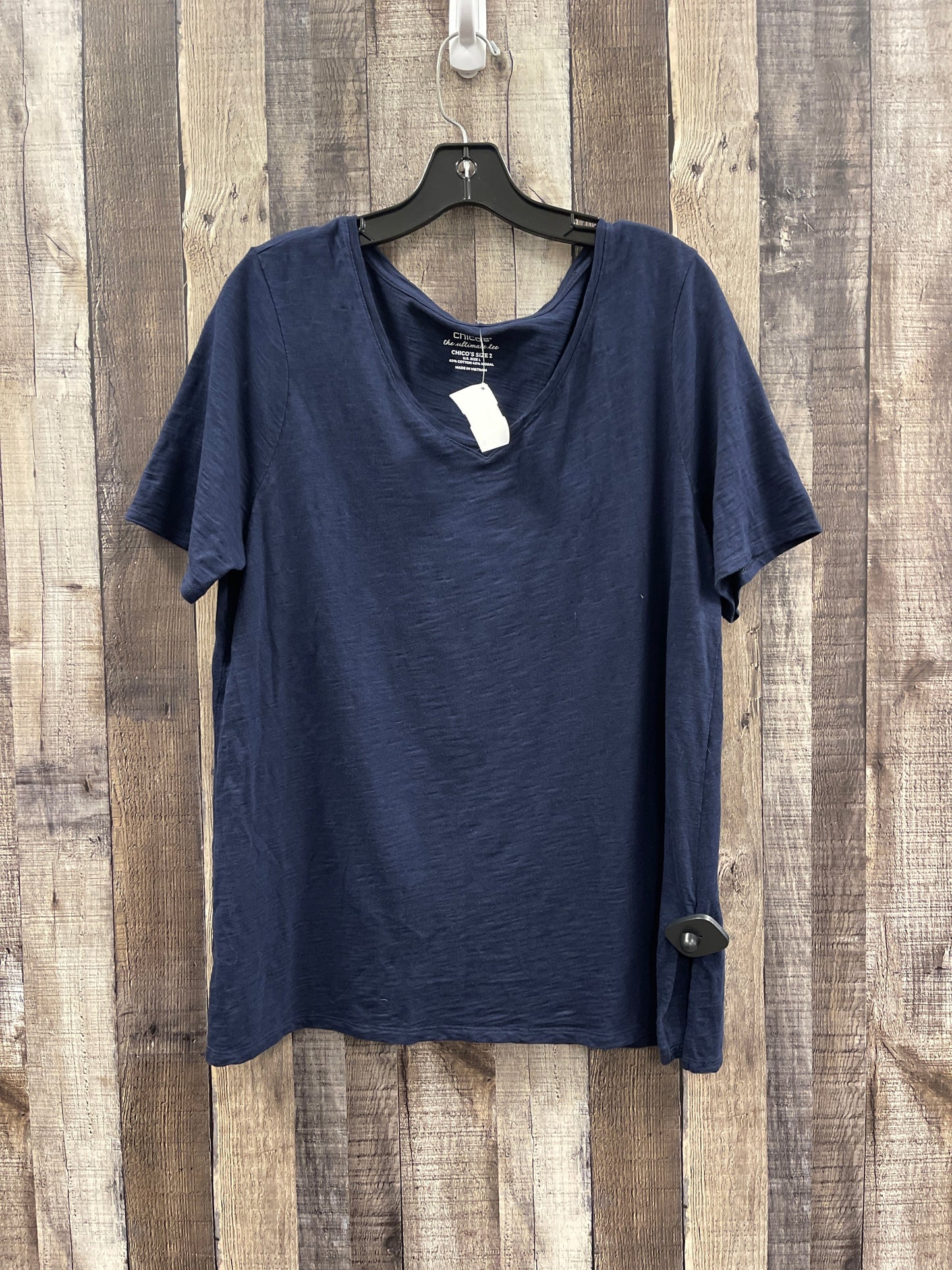 Top Short Sleeve Basic By Chicos In Navy, Size: L