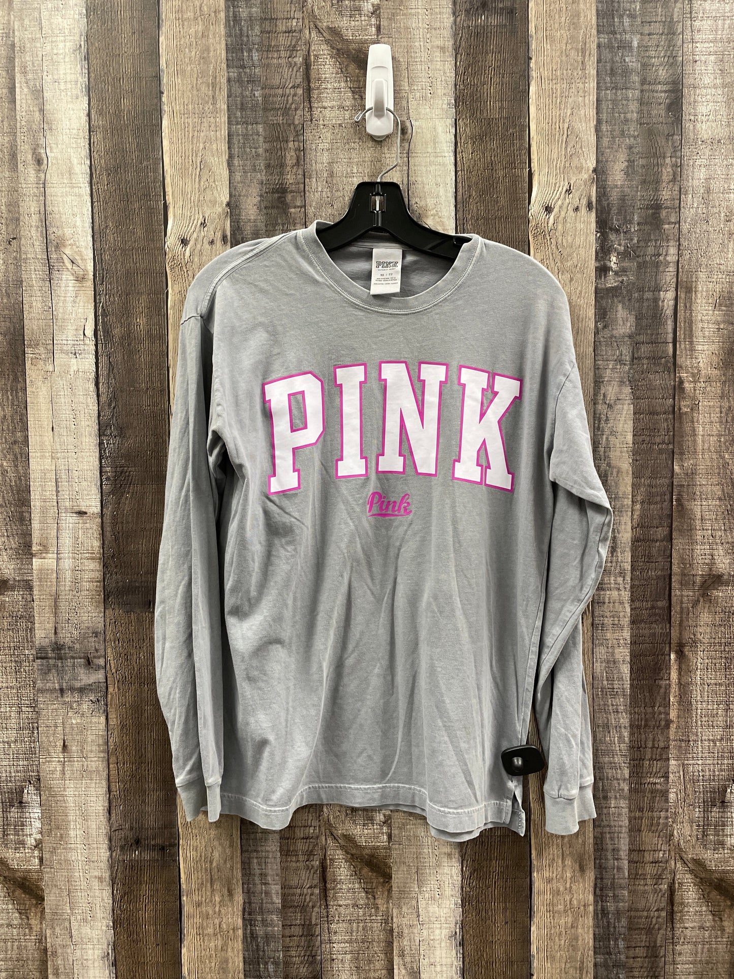 Top Long Sleeve By Pink In Grey & Pink, Size: Xs