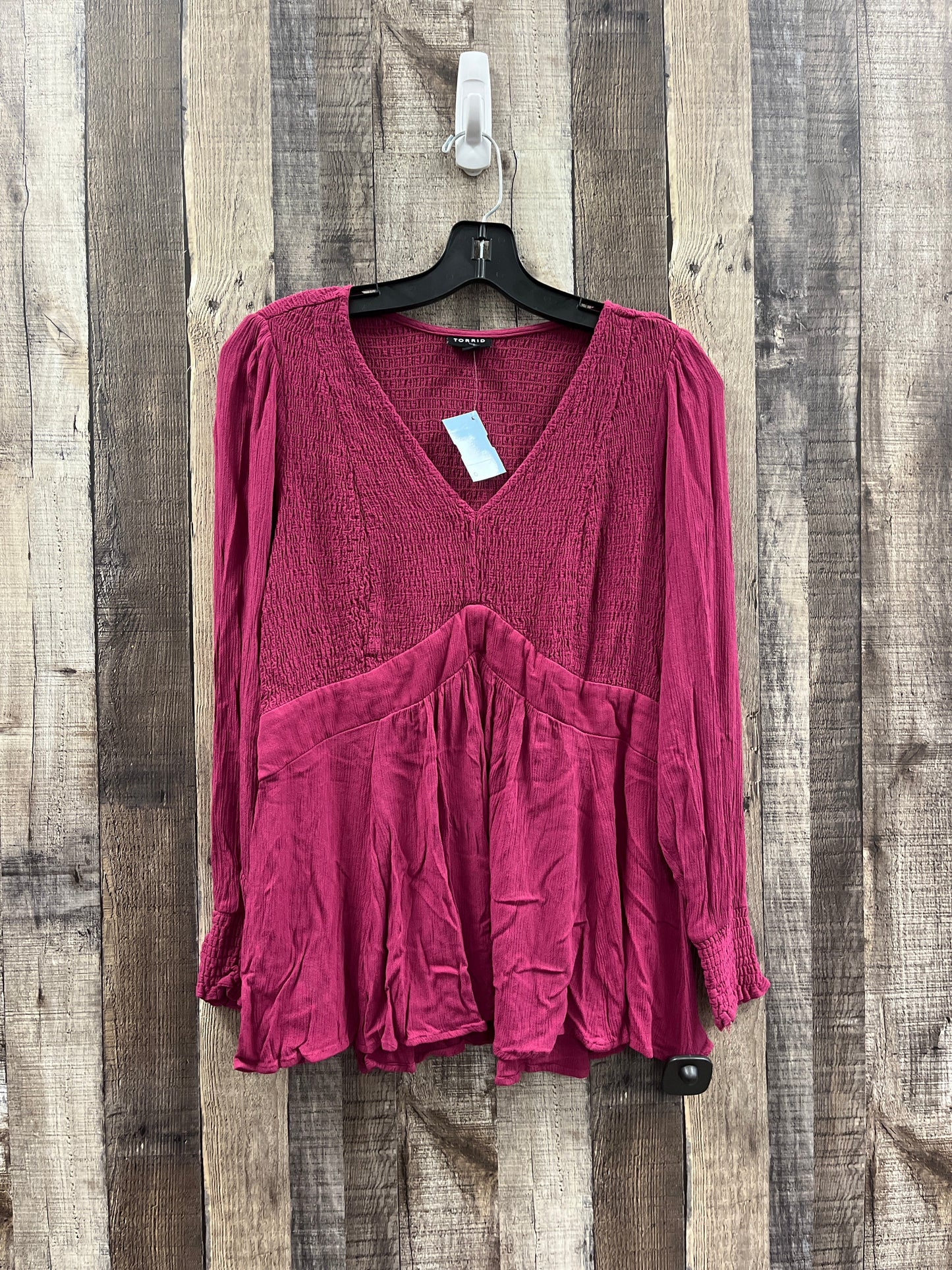 Top Long Sleeve By Torrid In Maroon, Size: M