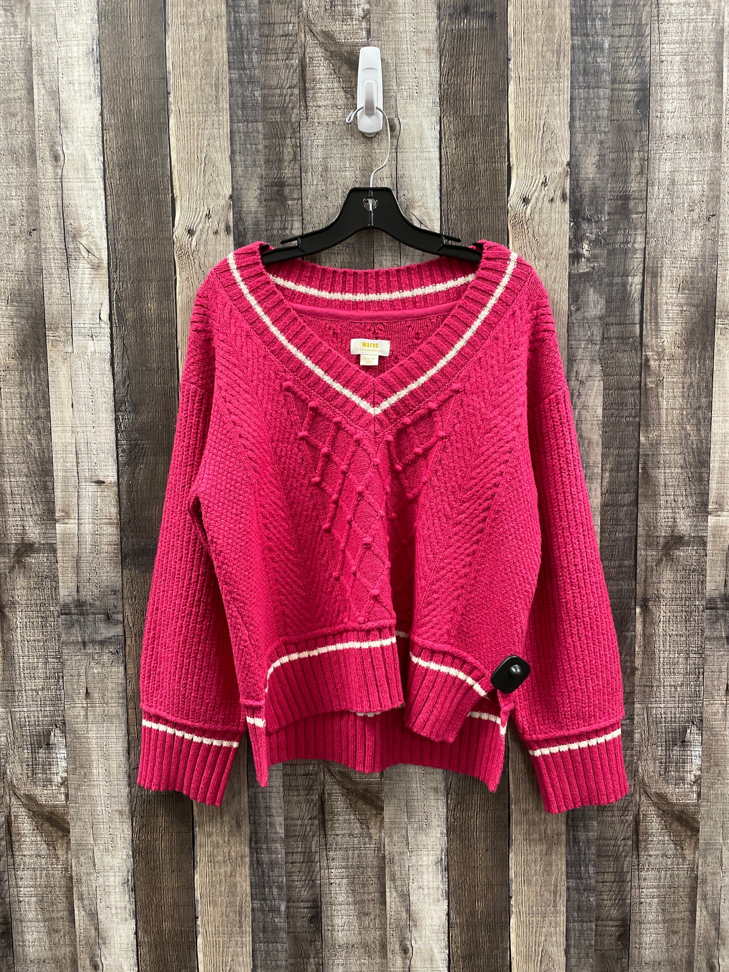 Sweater By Maeve In Pink & White, Size: M