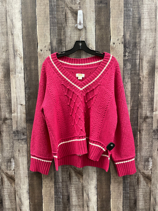 Sweater By Maeve In Pink & White, Size: M