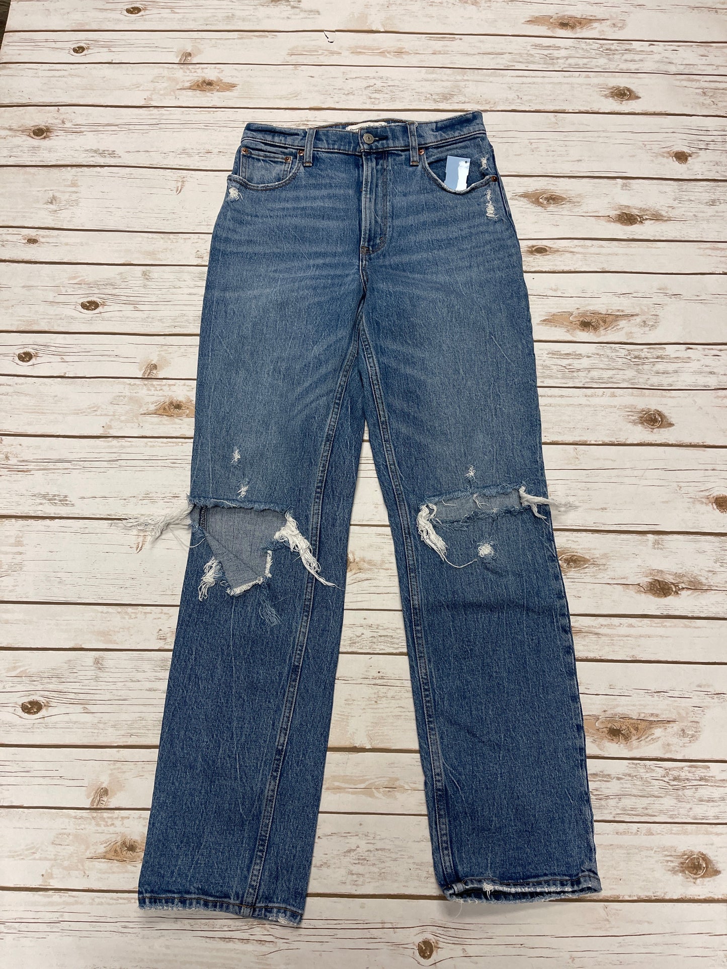 Jeans Straight By Abercrombie And Fitch In Blue Denim, Size: 4