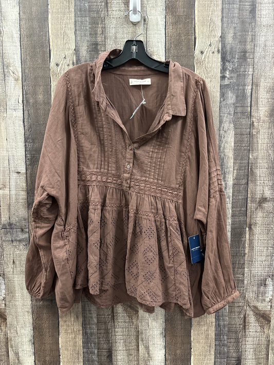 Top Long Sleeve By Lucky Brand In Brown, Size: Xl