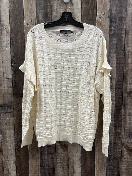 Top Long Sleeve By Cme In Cream, Size: 1x