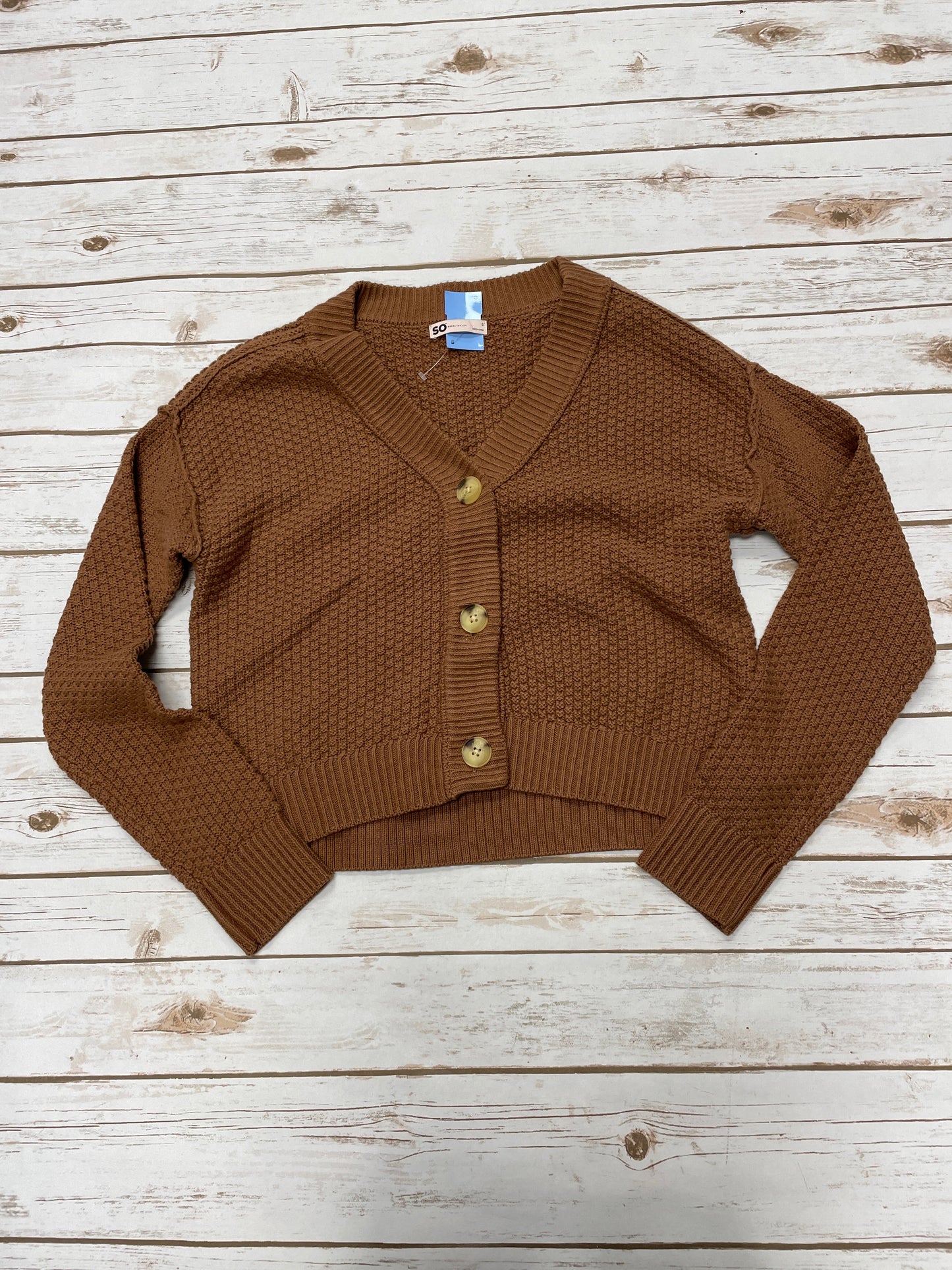 Sweater Cardigan By So In Brown, Size: S