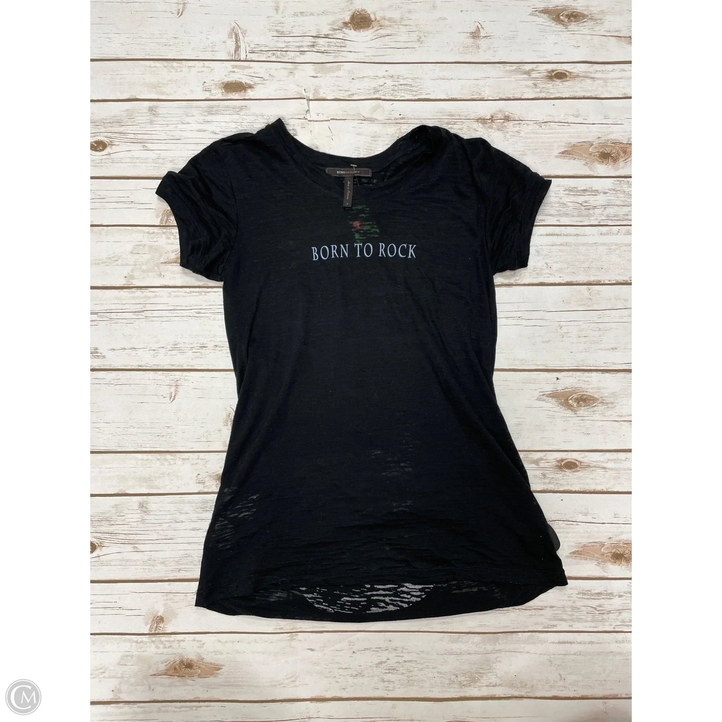 Top Short Sleeve By Bcbgmaxazria In Black, Size: S