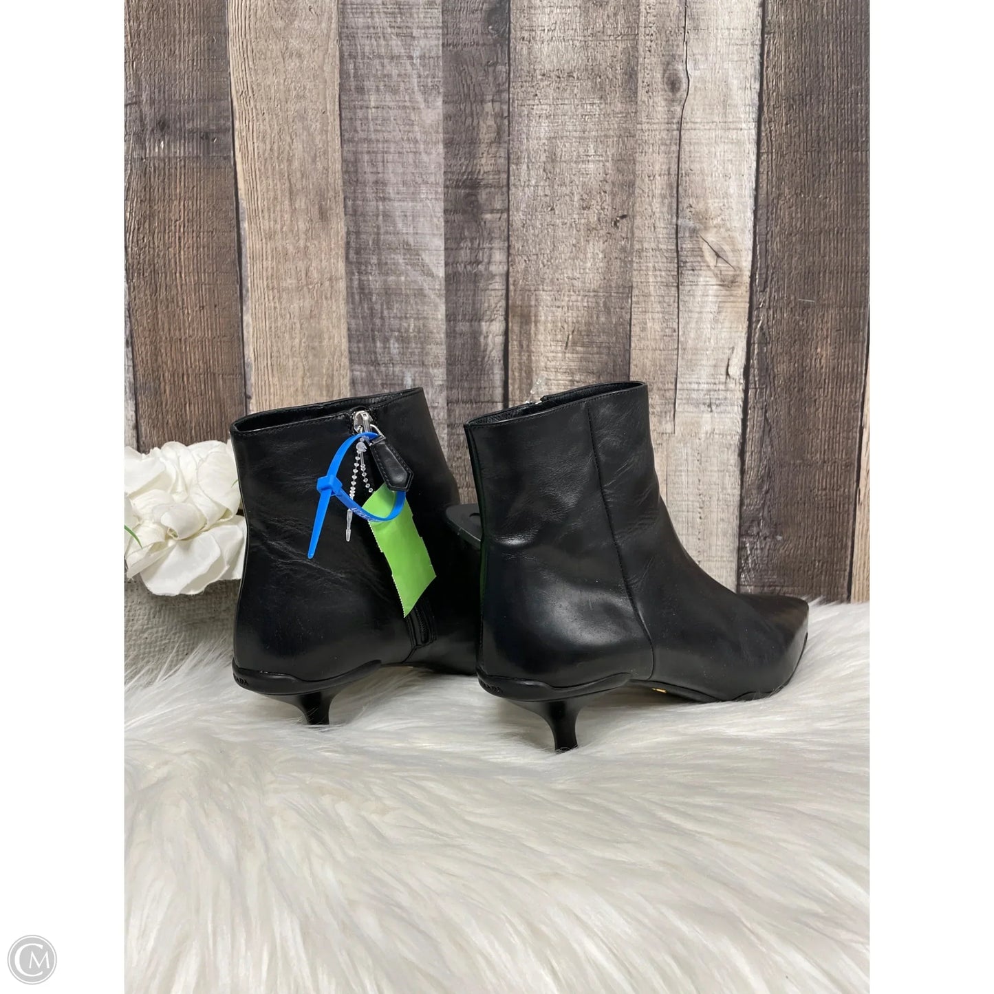 Boots Luxury Designer By Prada In Black, Size: 6.5