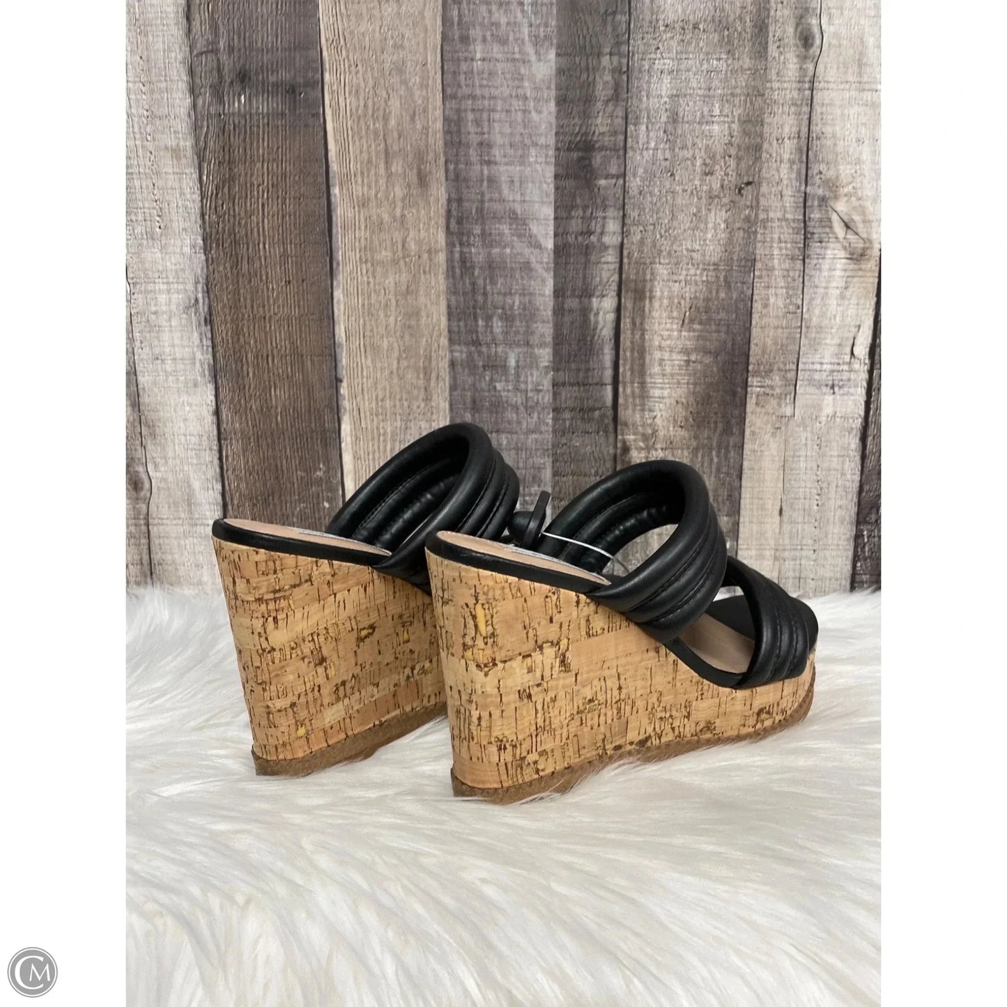 Sandals Heels Wedge By Steve Madden In Black, Size: 8