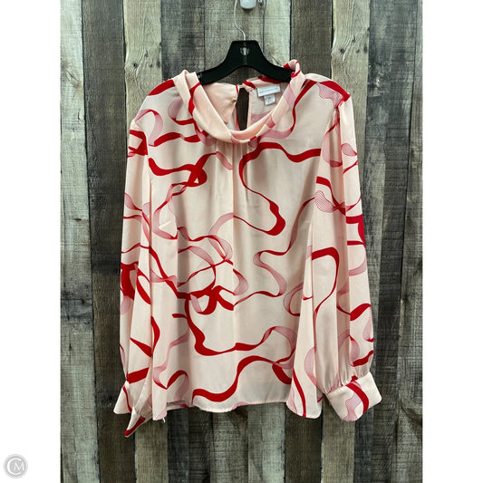 Top Long Sleeve By Liz Claiborne In Pink & Red, Size: Xl