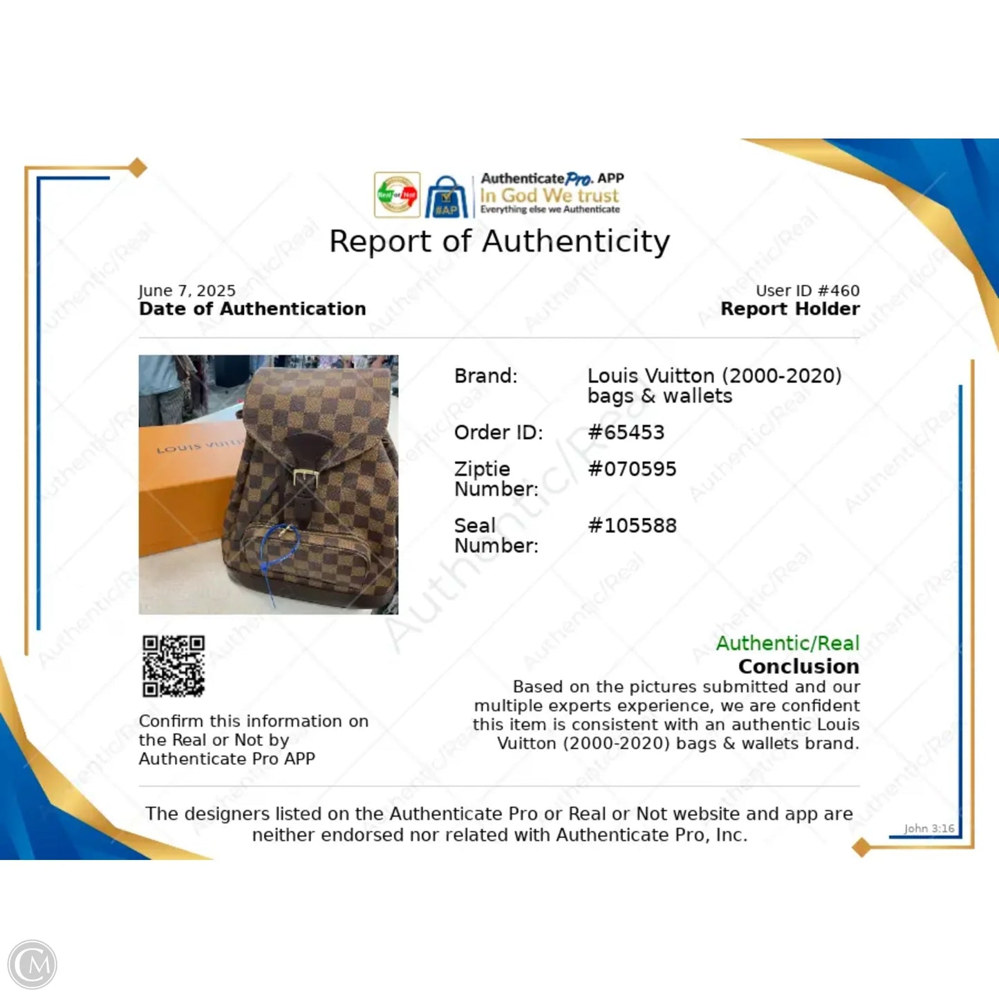 Backpack Luxury Designer By Louis Vuitton, Size: Medium