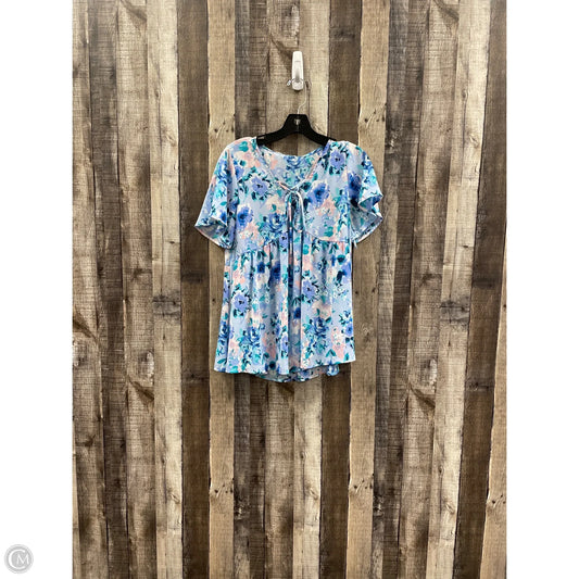 Top Short Sleeve By Peach Love Cream California In Blue, Size: M