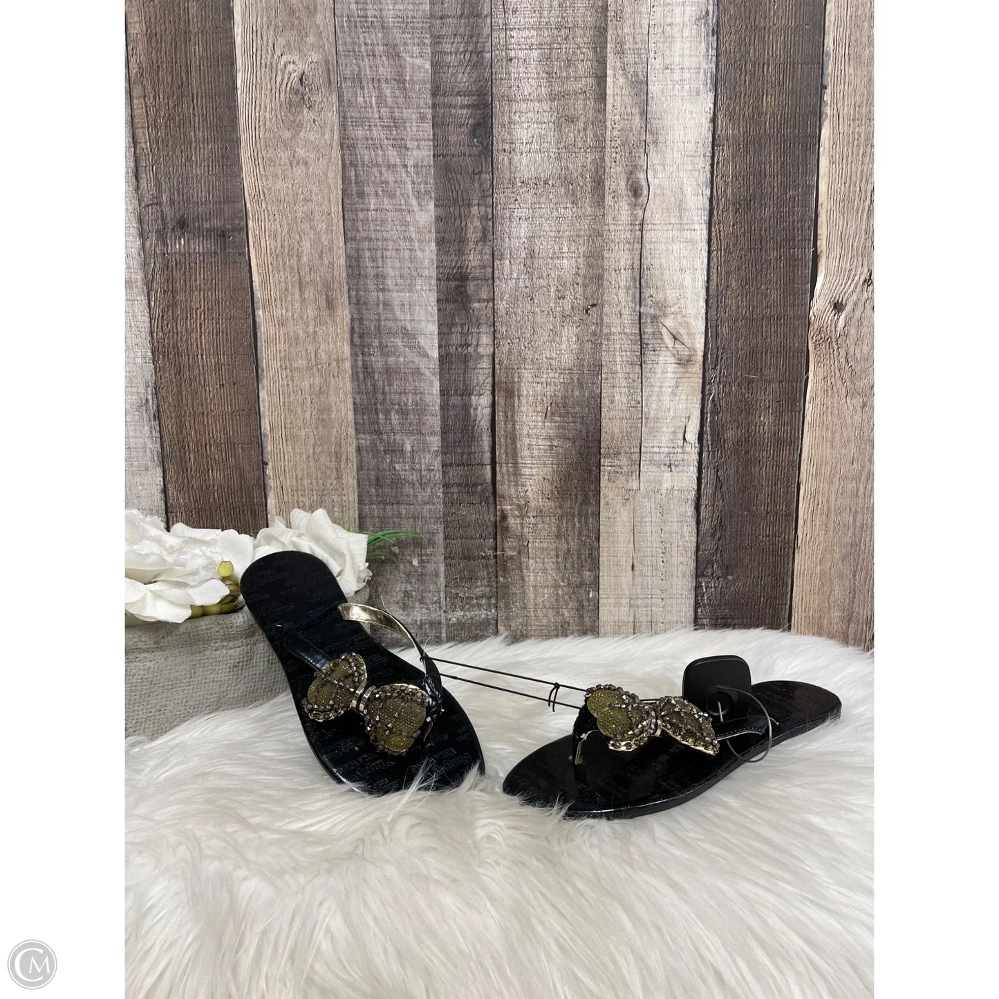 Sandals Flats By Simply Vera In Black, Size: 5.5