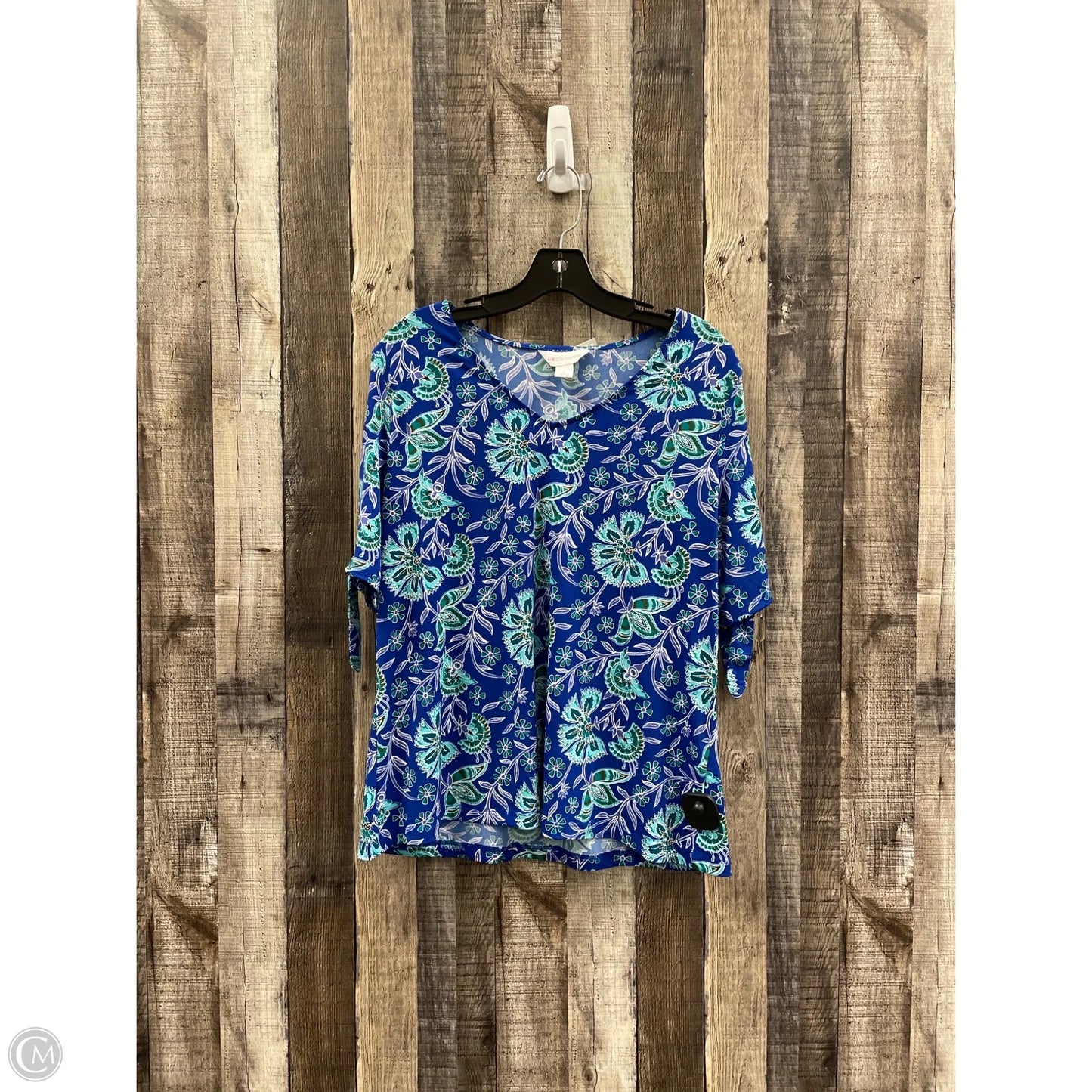 Top Short Sleeve By Liz Claiborne In Floral Print, Size: L