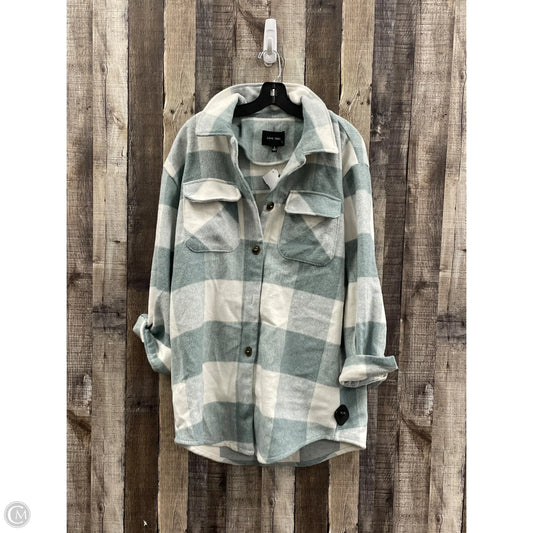 Jacket Shirt By Love Tree In Green & White, Size: S