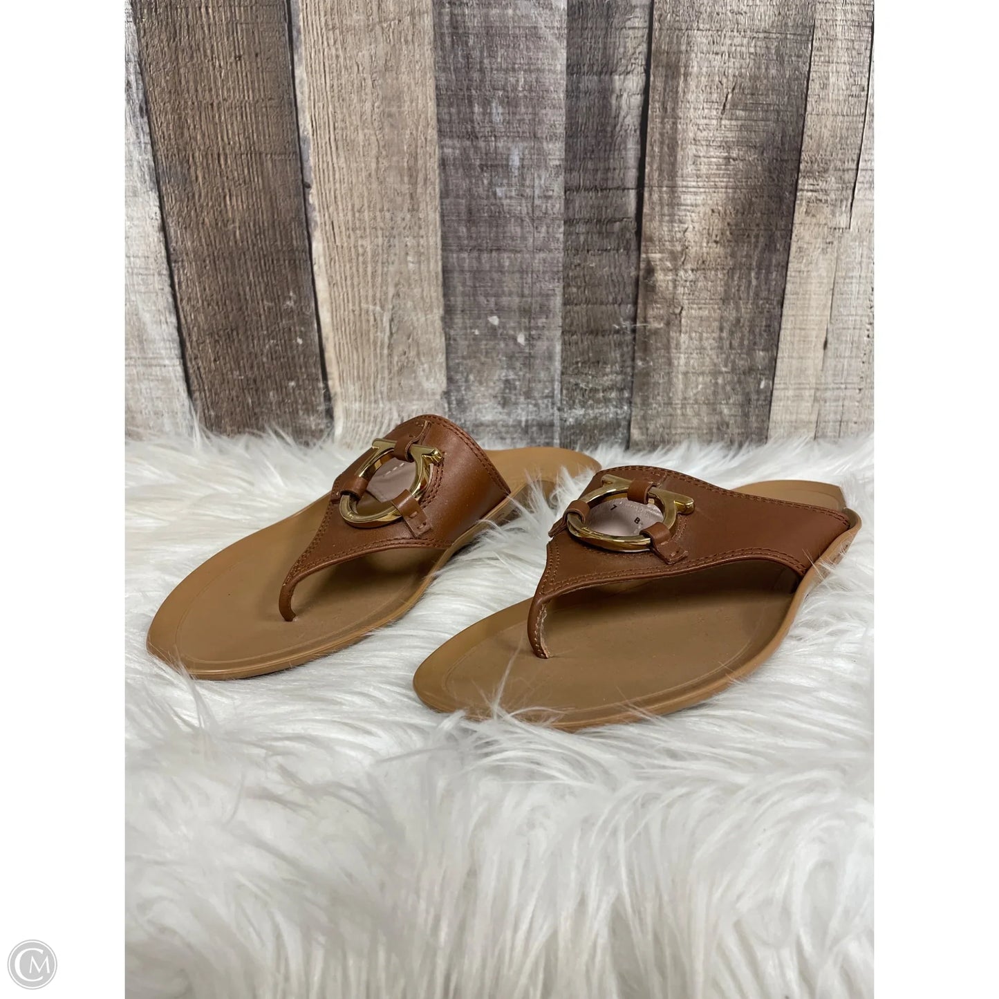 Sandals Luxury Designer By Ferragamo In Brown, Size: 7