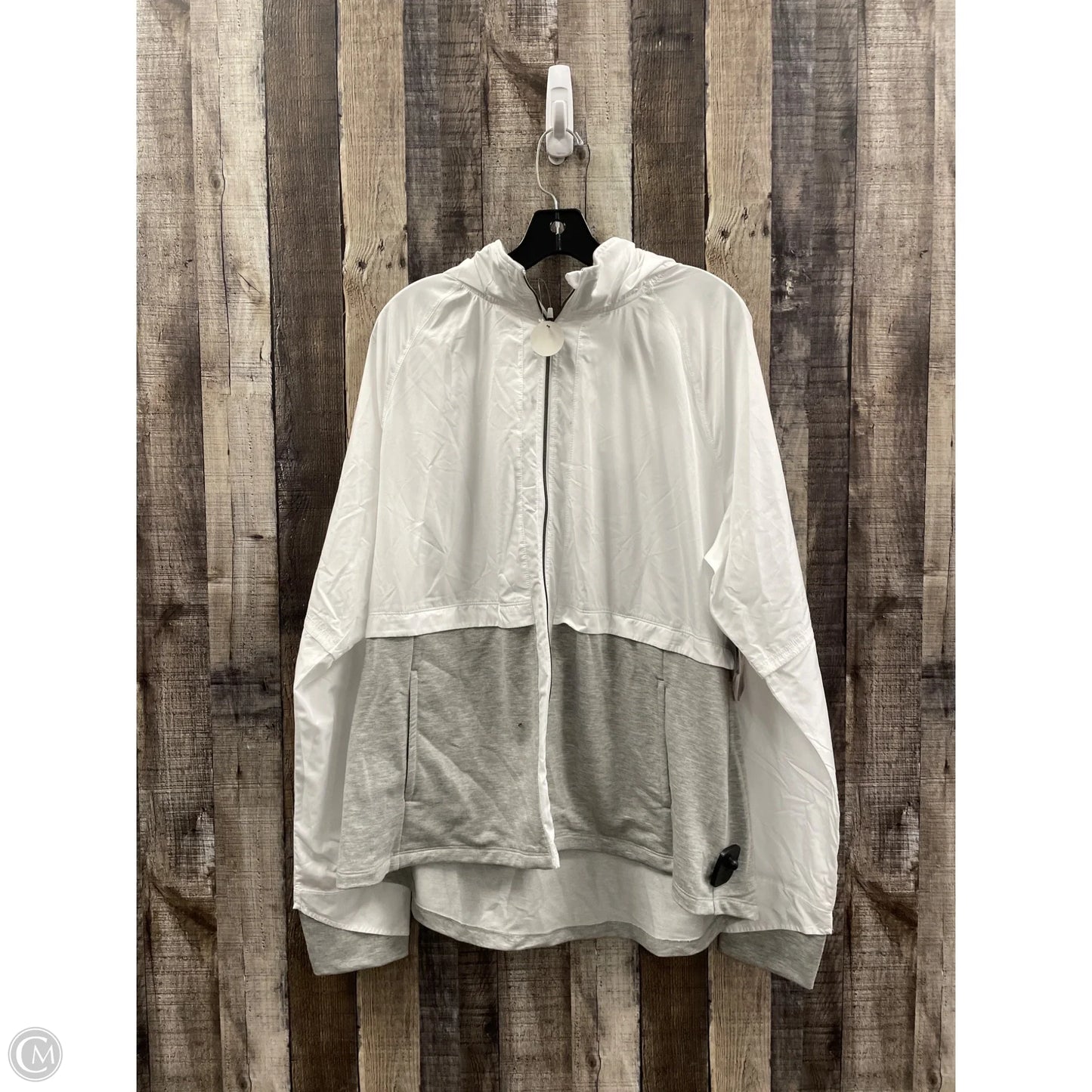 Jacket Windbreaker By Avia In Grey & White, Size: Xxl