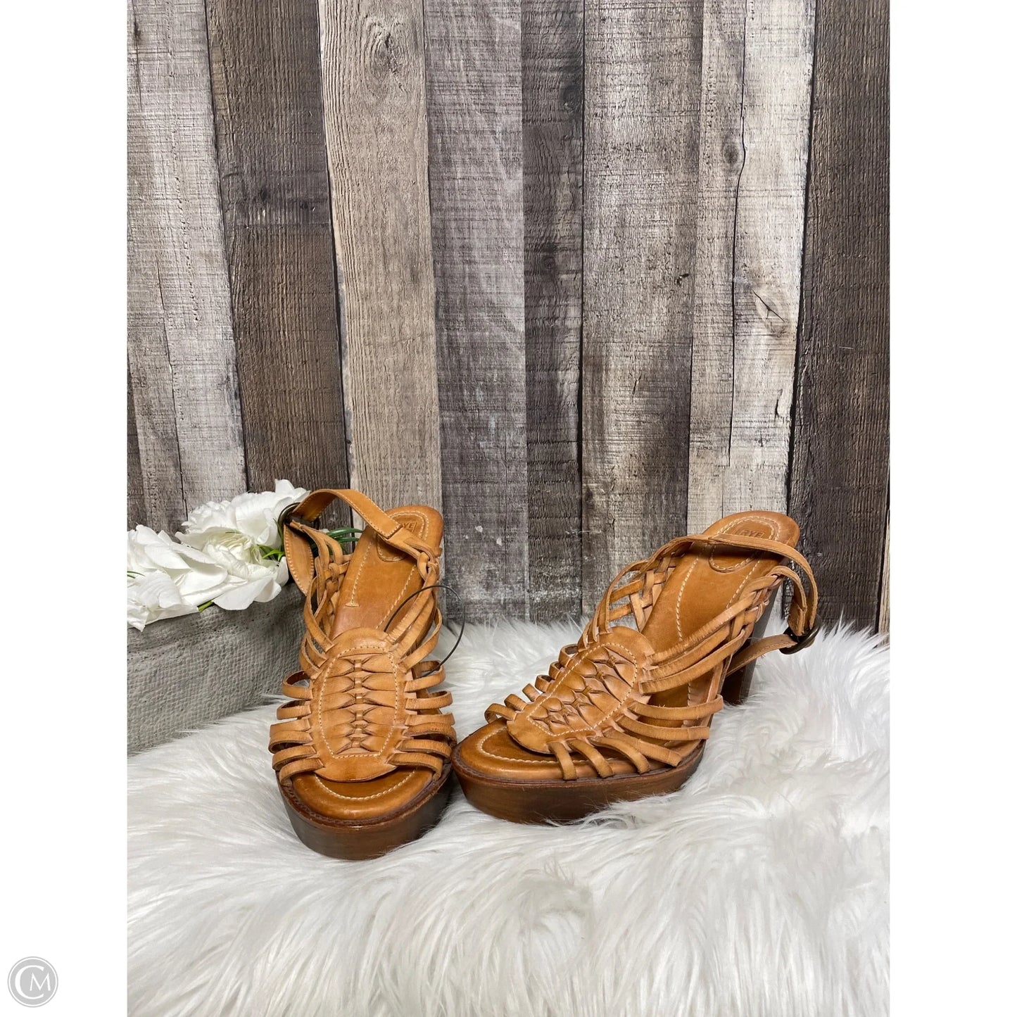 Sandals Designer By Frye In Tan, Size: 11