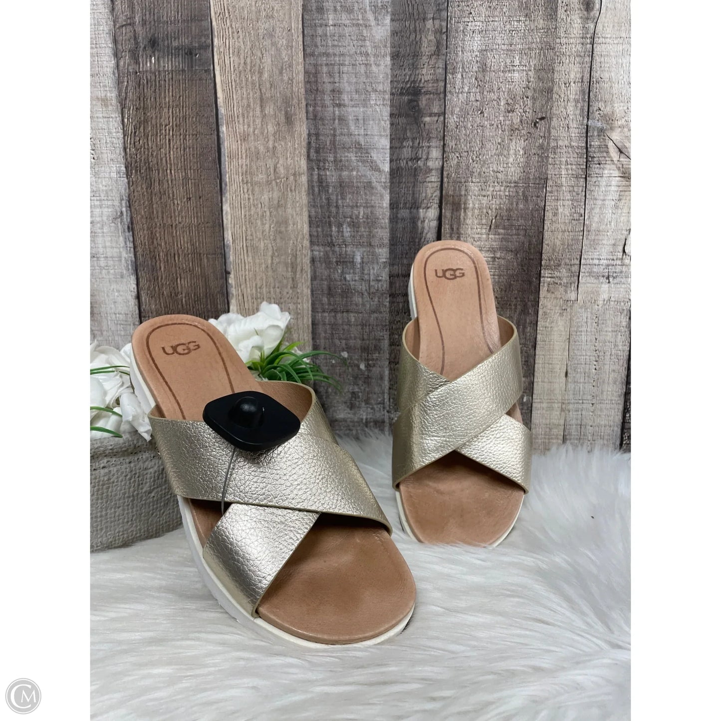 Sandals Designer By Ugg In Gold, Size: 8