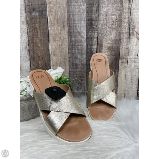 Sandals Designer By Ugg In Gold, Size: 8