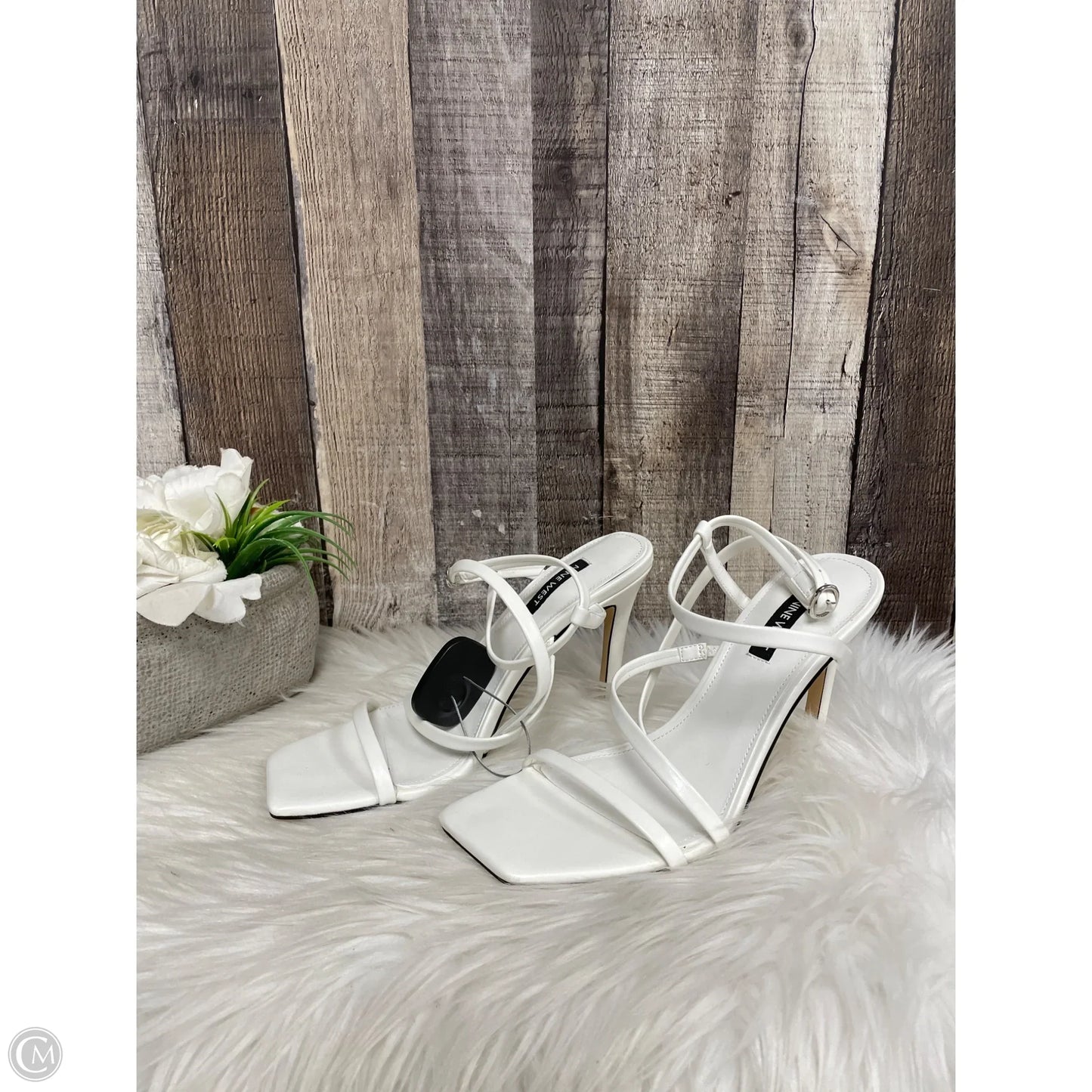 Sandals Heels Stiletto By Nine West In White, Size: 7.5
