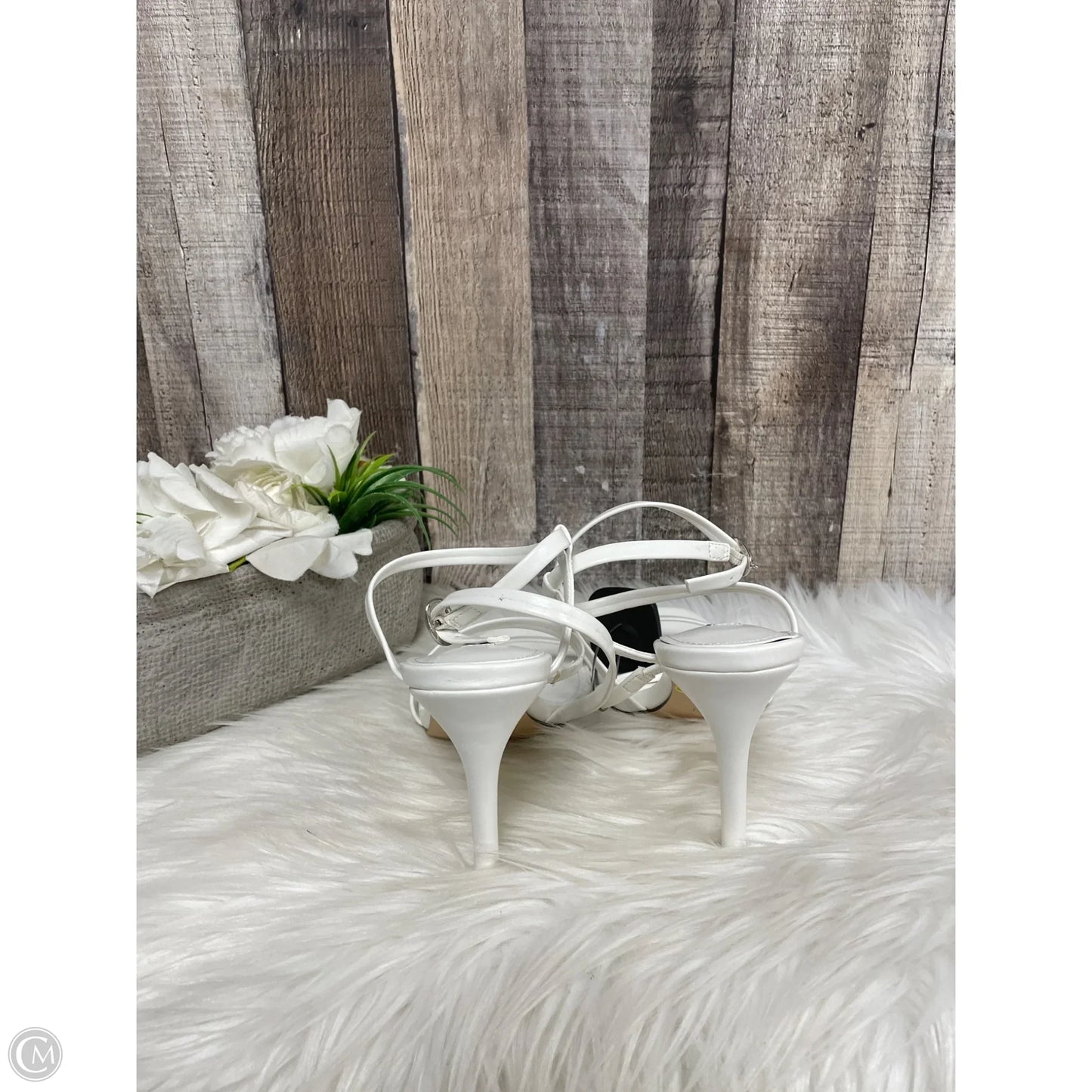 Sandals Heels Stiletto By Nine West In White, Size: 7.5