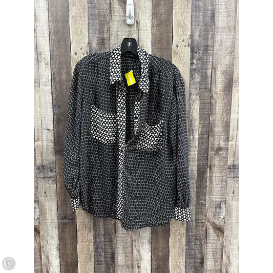 Top Long Sleeve By Who What Wear In Black & White, Size: L