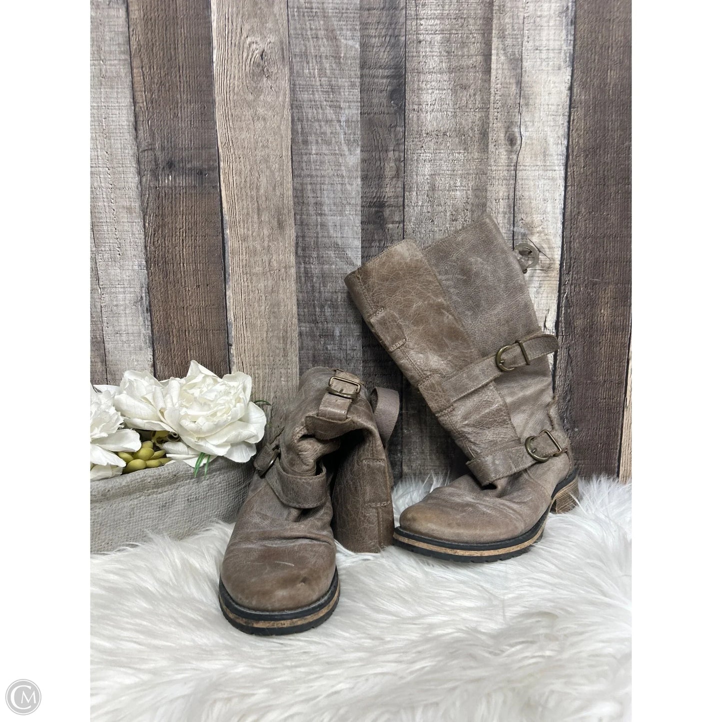 Boots Mid-calf Heels By Steve Madden In Taupe, Size: 7.5