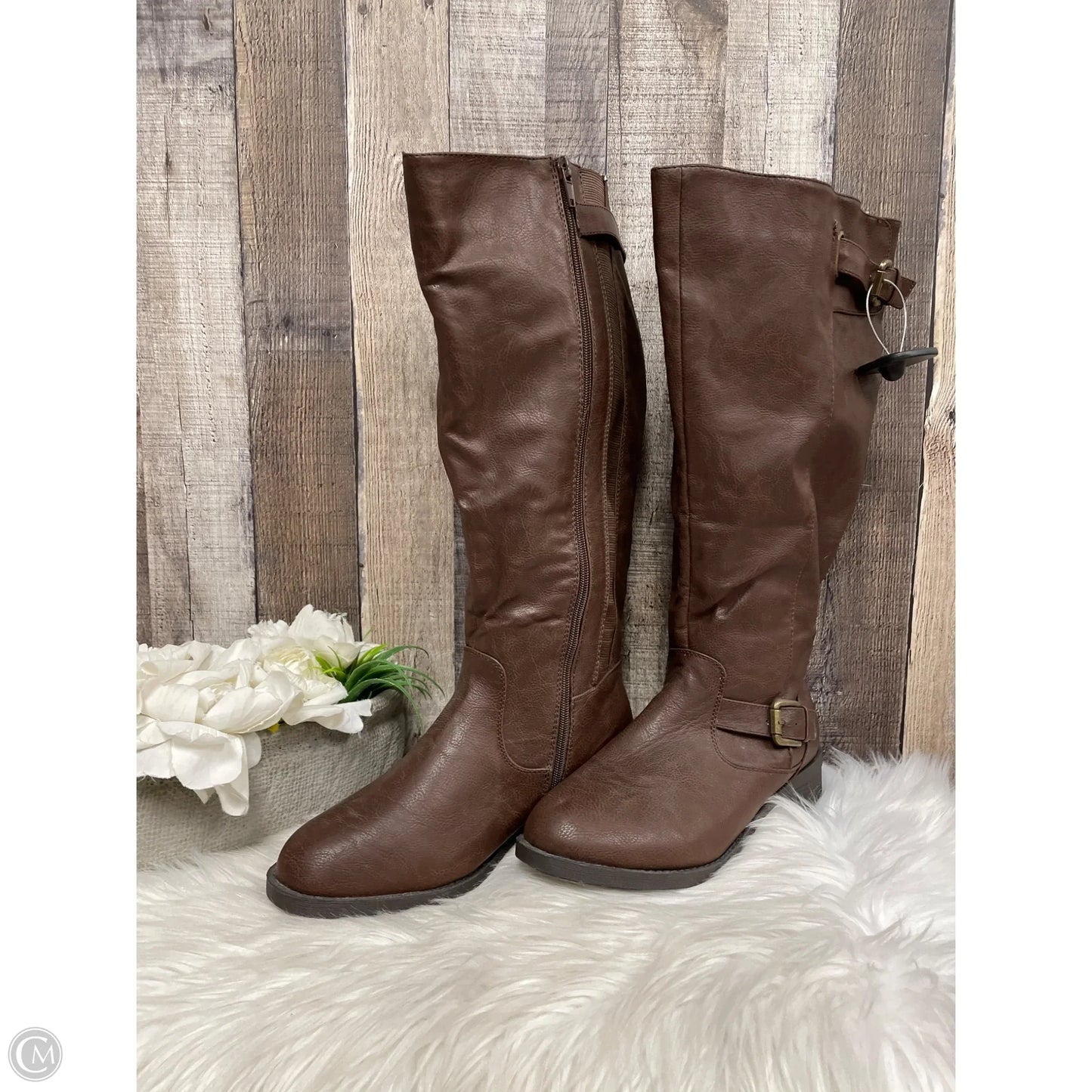 Boots Knee Heels By Avenue In Brown, Size: 9