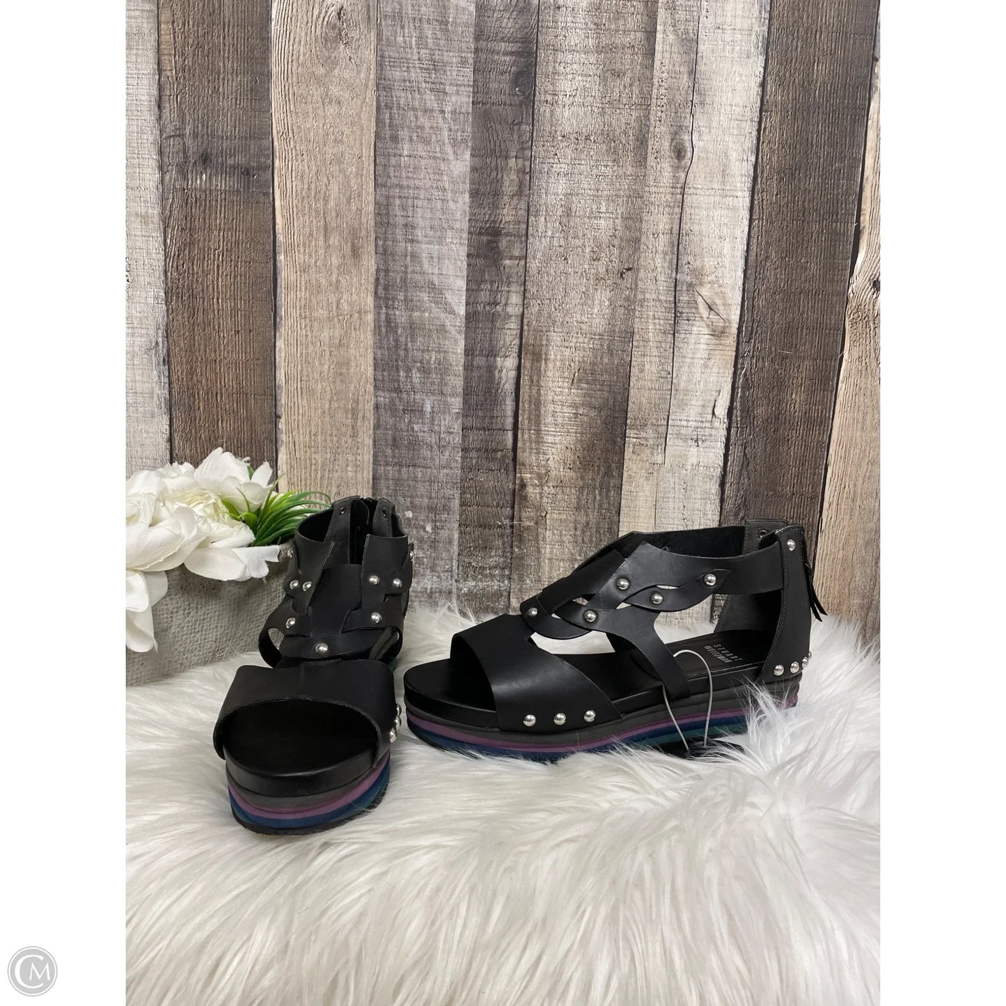 Sandals Designer By Stuart Weitzman In Black, Size: 7