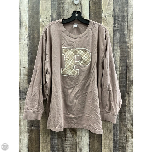 Top Long Sleeve By Pink In Brown, Size: Xxl