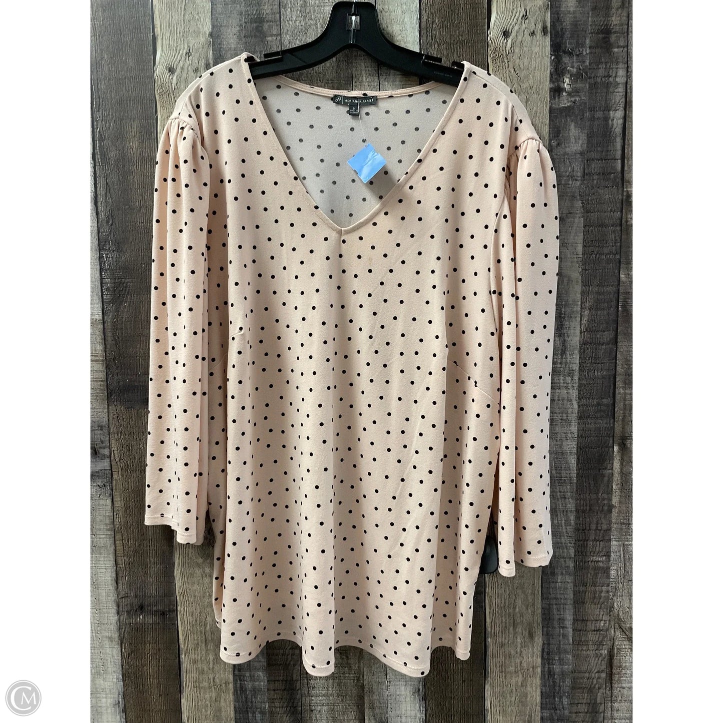 Top Long Sleeve By Adrianna Papell In Polkadot Pattern, Size: 2x