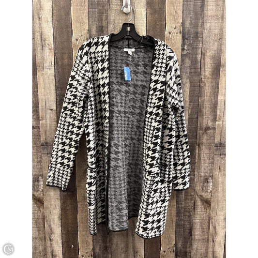 Sweater Cardigan By Nine West In Black & White, Size: L