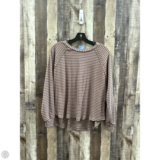 Top Long Sleeve By Blu Pepper In Brown, Size: M