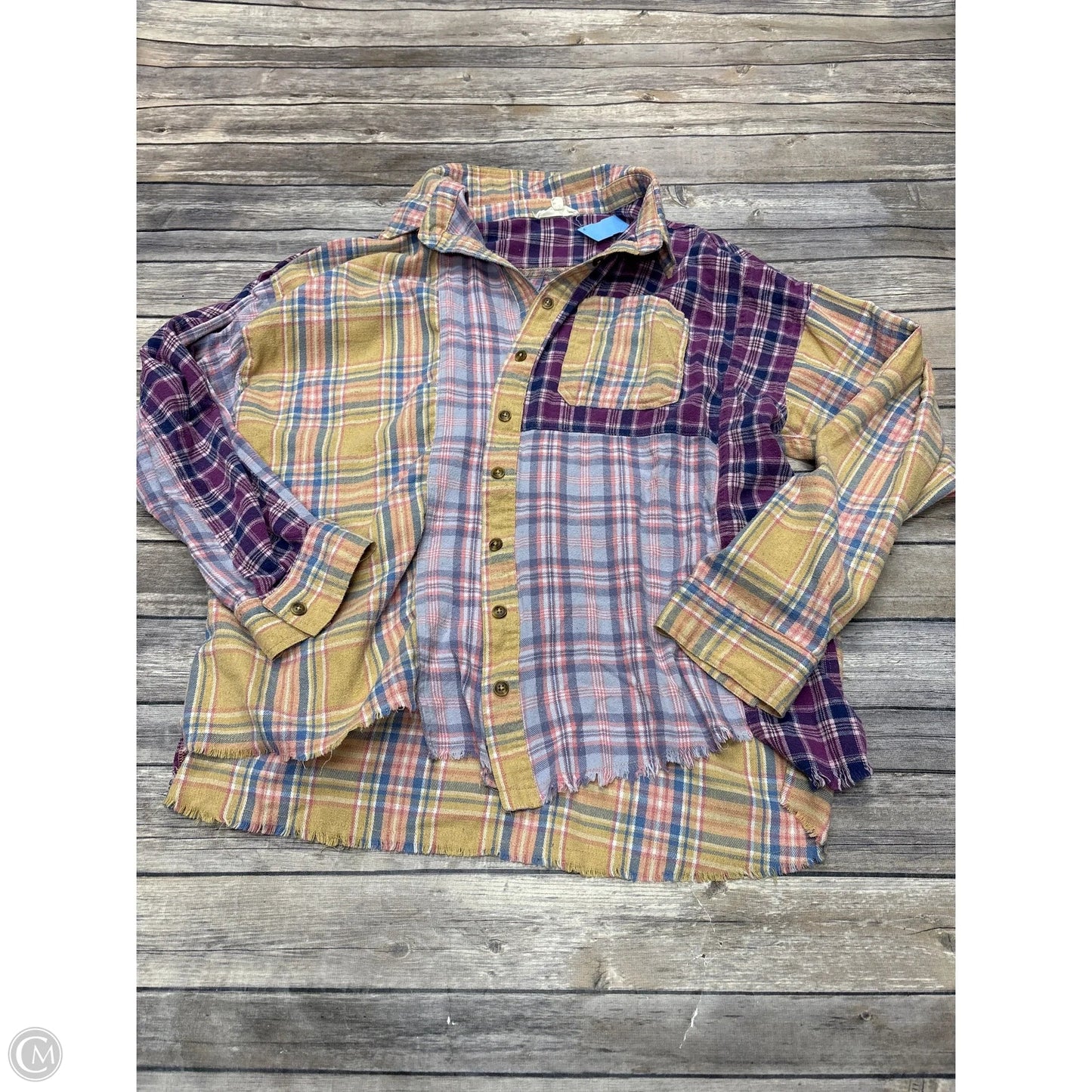 Top Long Sleeve By Easel In Plaid Pattern, Size: L