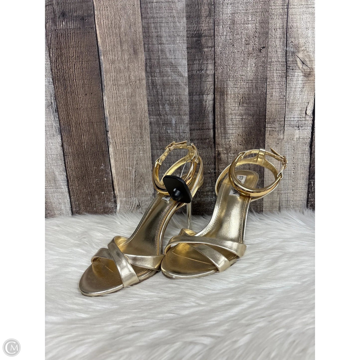 Sandals Heels Stiletto By Steve Madden In Gold, Size: 8
