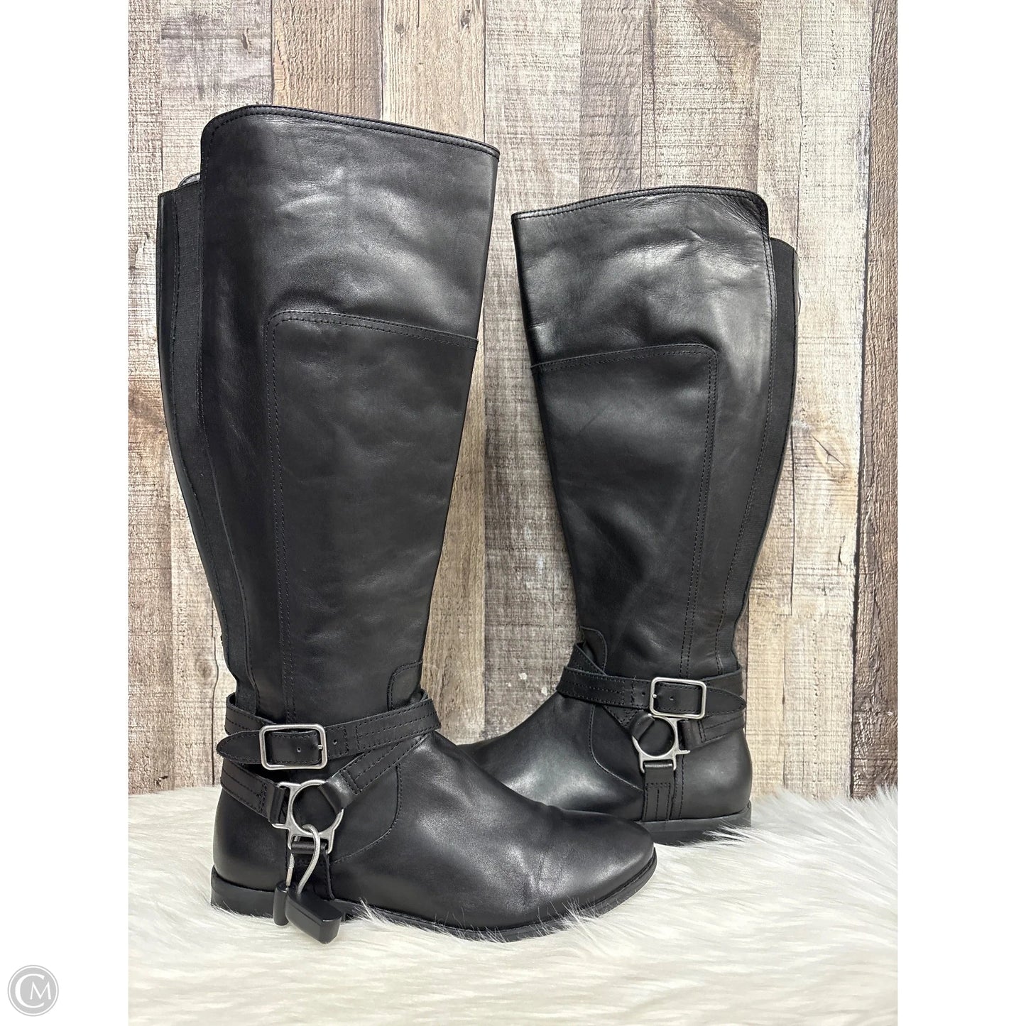 Boots Mid-calf Flats By Marc Fisher In Black, Size: 8.5