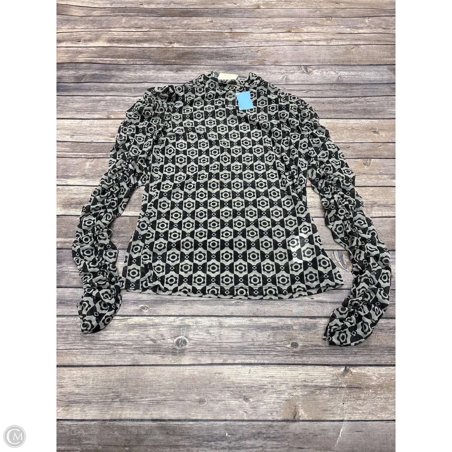 Top Long Sleeve By Maeve In Black & Cream, Size: M